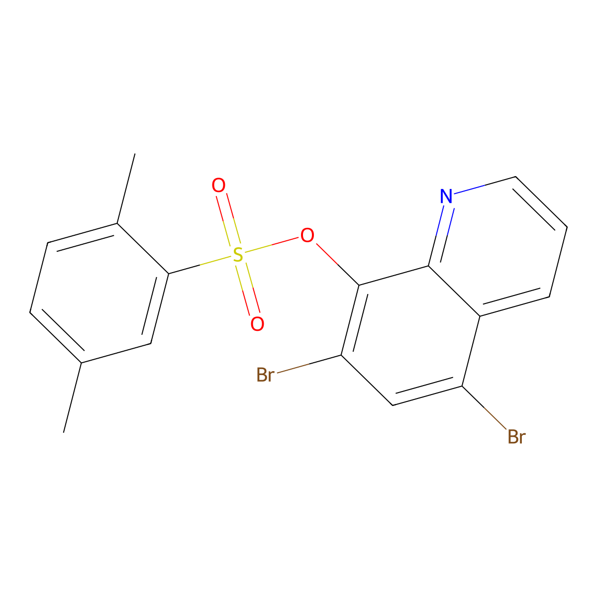 5,7-Dibromoquinolin-8-yl 2,5-dimethylbenzene-1-sulfonate molecular structure, CAS 332145-54-7