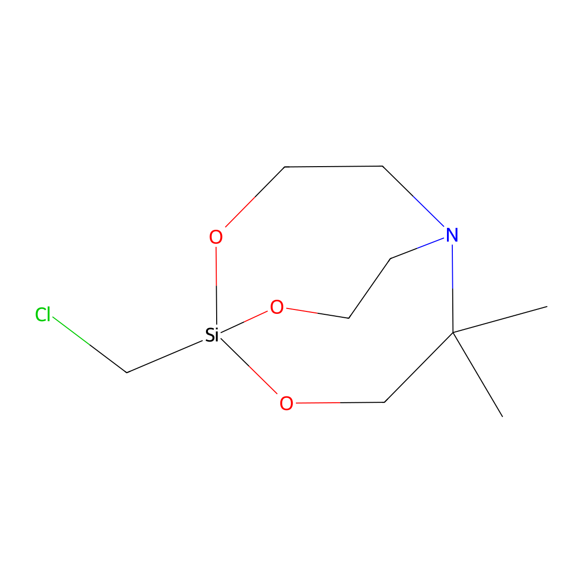 1-(Chloromethyl)-4,4-dimethyl-2,8,9-trioxa-5-aza-1-silabicyclo[3.3.3]undecane molecular structure, CAS 332145-73-0