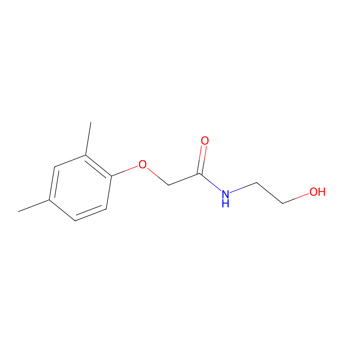 2-(2,4-dimethylphenoxy)-N-(2-hydroxyethyl)acetamide molecular structure, CAS 332146-46-0