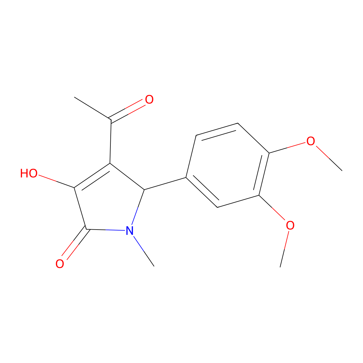 3-acetyl-2-(3,4-dimethoxyphenyl)-4-hydroxy-1-methyl-2H-pyrrol-5-one molecular structure, CAS 332148-93-3