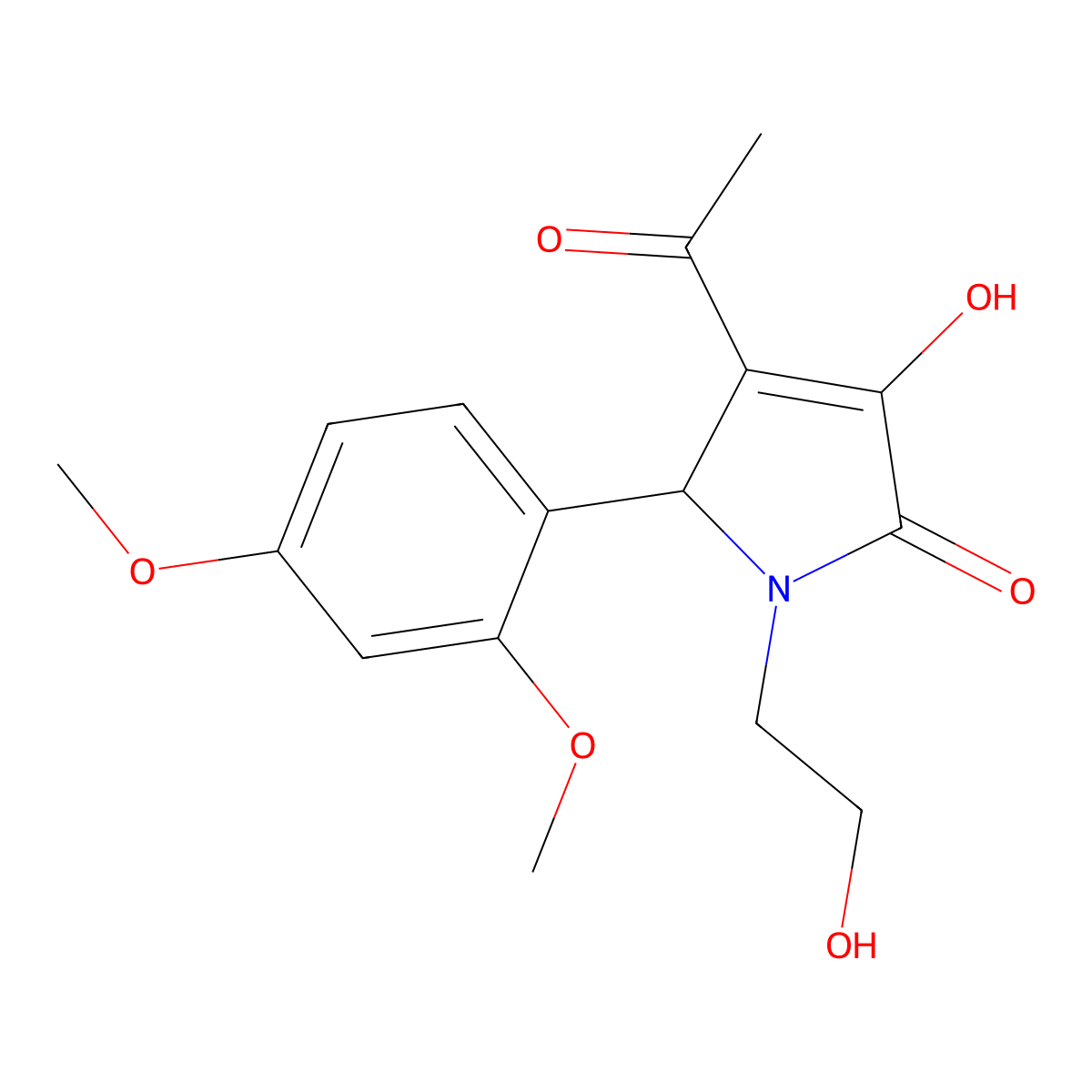 3-acetyl-2-(2,4-dimethoxyphenyl)-4-hydroxy-1-(2-hydroxyethyl)-2H-pyrrol-5-one molecular structure, CAS 332149-33-4