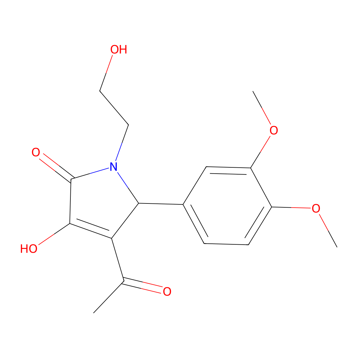3-acetyl-2-(3,4-dimethoxyphenyl)-4-hydroxy-1-(2-hydroxyethyl)-2H-pyrrol-5-one molecular structure, CAS 332149-34-5