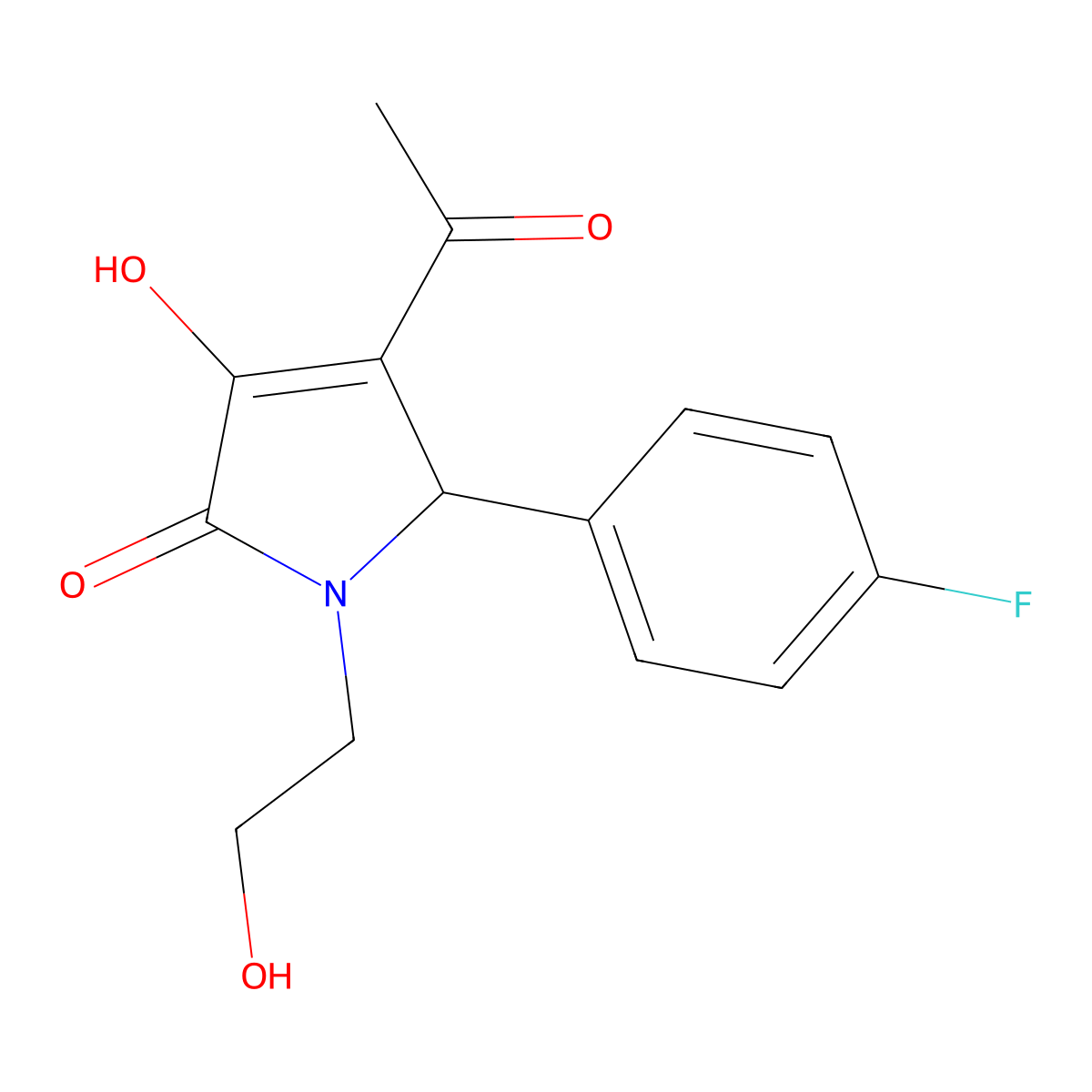 4-acetyl-5-(4-fluorophenyl)-3-hydroxy-1-(2-hydroxyethyl)-1,5-dihydro-2H-pyrrol-2-one molecular structure, CAS 332149-35-6
