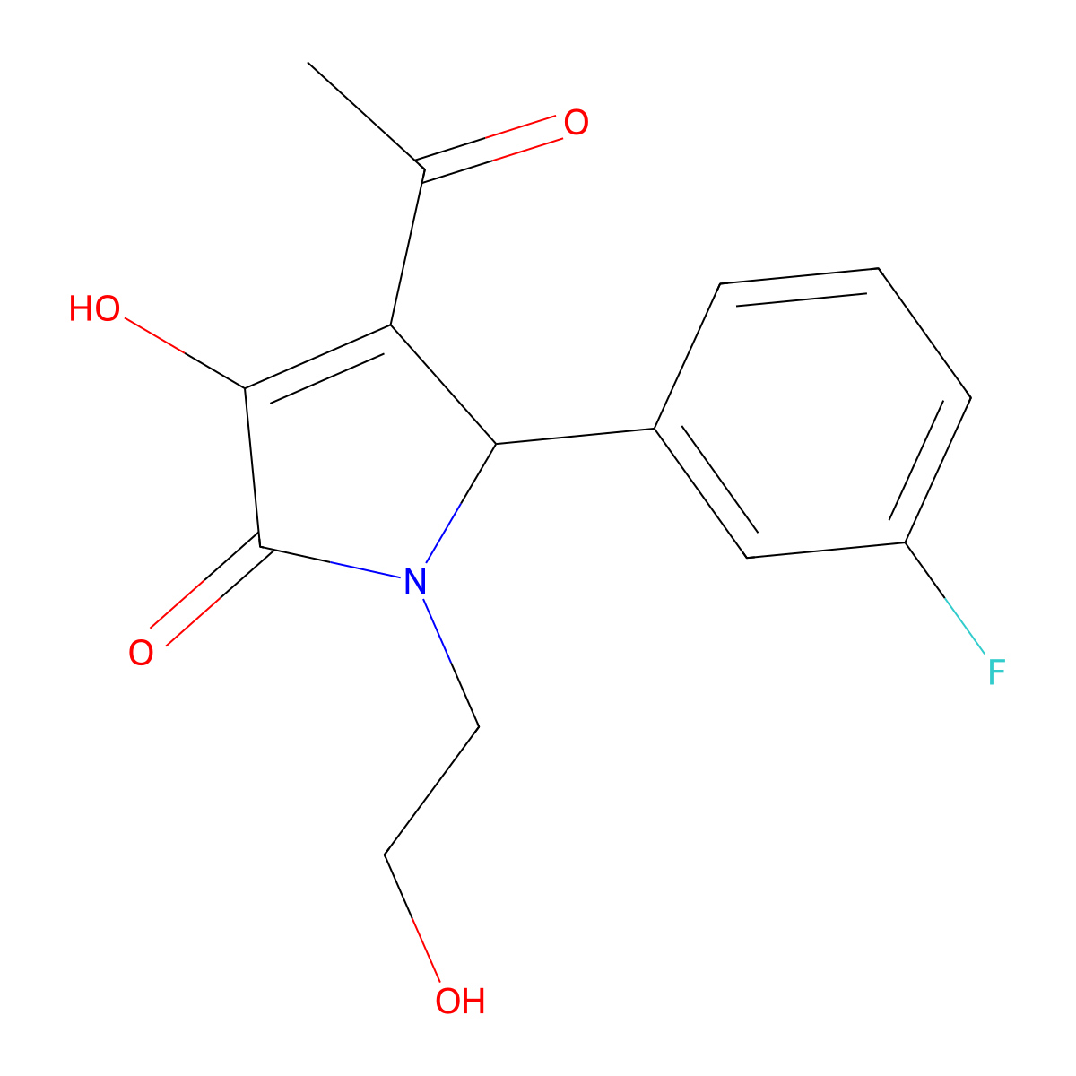 3-acetyl-2-(3-fluorophenyl)-4-hydroxy-1-(2-hydroxyethyl)-2H-pyrrol-5-one molecular structure, CAS 332149-37-8