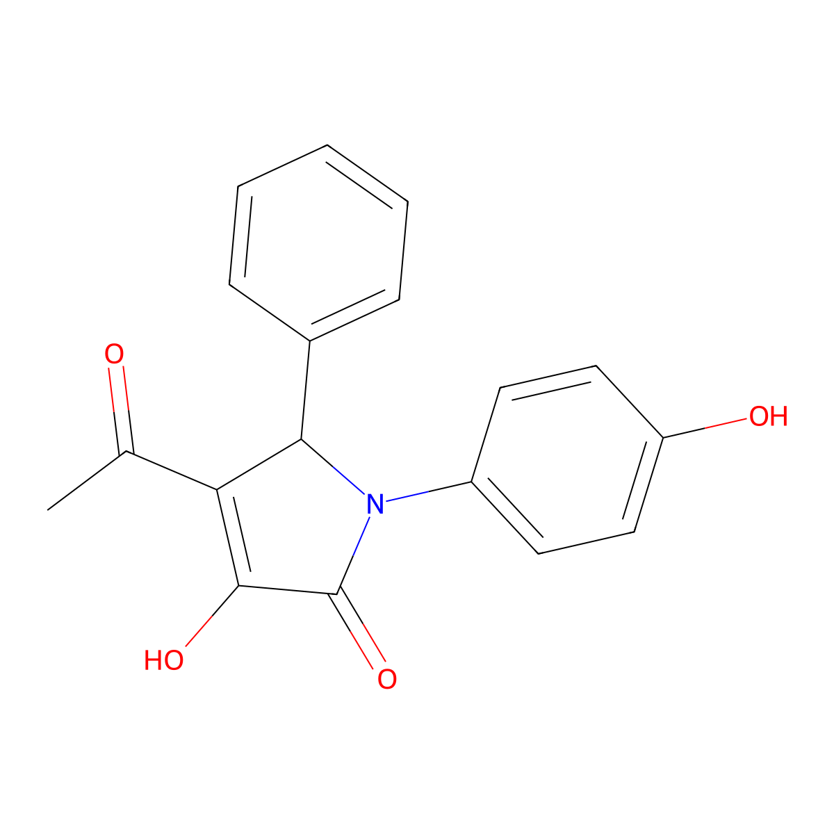 4-acetyl-3-hydroxy-1-(4-hydroxyphenyl)-5-phenyl-1,5-dihydro-2H-pyrrol-2-one molecular structure, CAS 332149-53-8