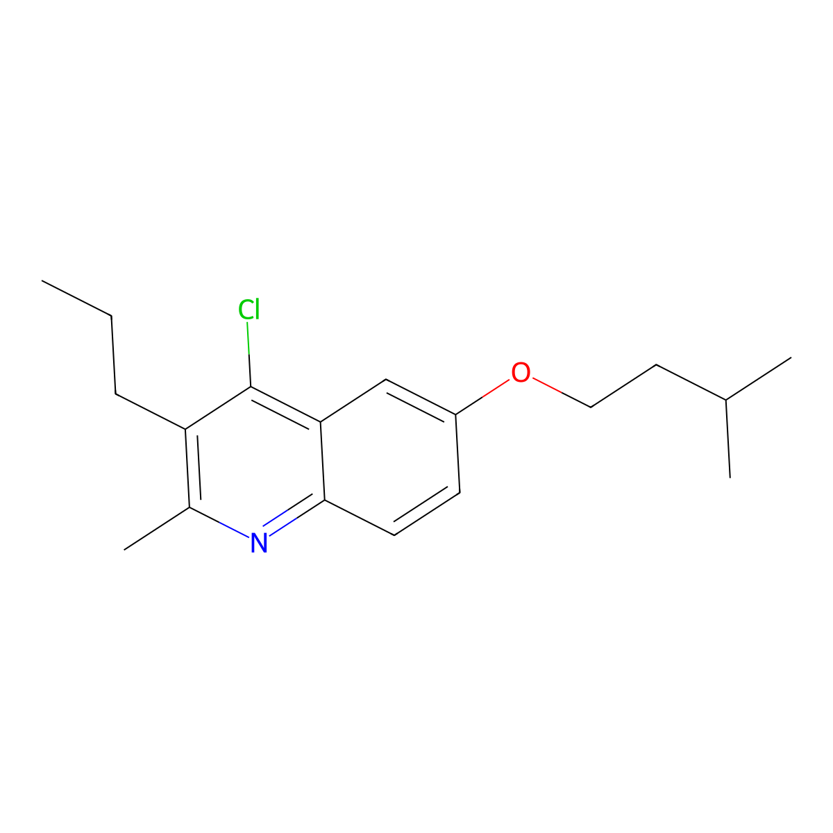 4-Chloro-2-methyl-6-(3-methylbutoxy)-3-propylquinoline molecular structure, CAS 332150-04-6