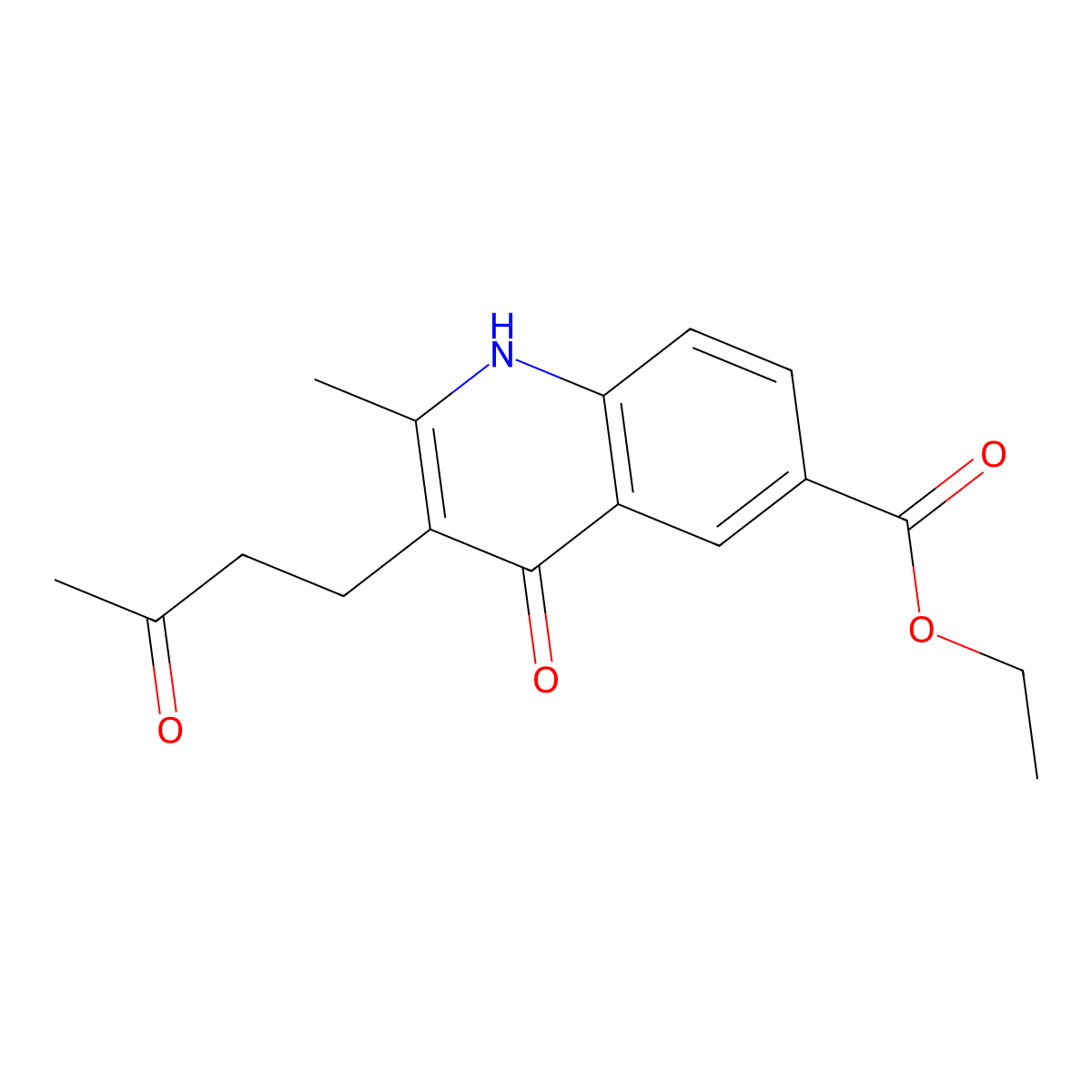 Ethyl 4-hydroxy-2-methyl-3-(3-oxobutyl)-6-quinolinecarboxylate molecular structure, CAS 332150-28-4