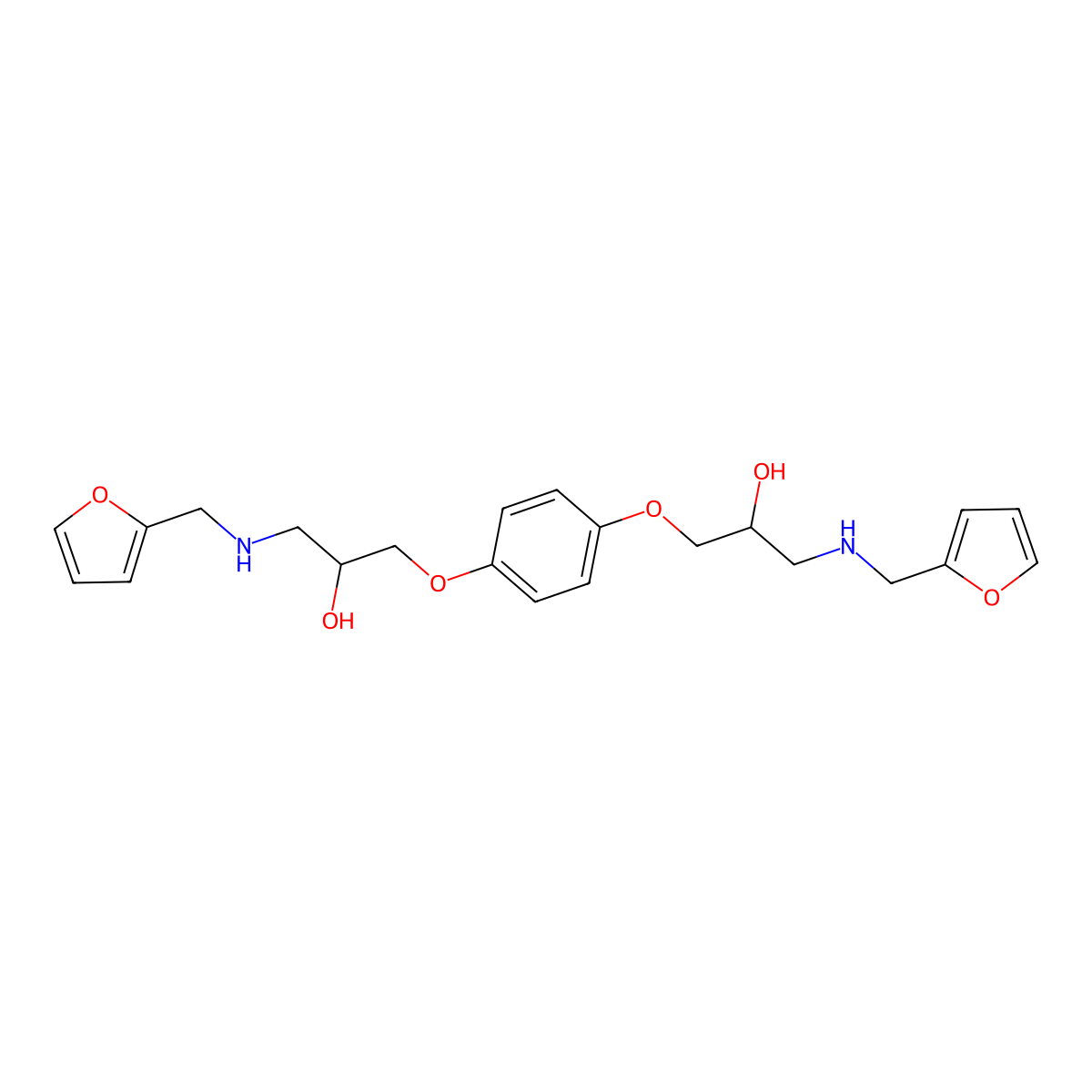 3,3'-(1,4-Phenylenebis(oxy))bis(1-((furan-2-ylmethyl)amino)propan-2-ol) molecular structure, CAS 332150-45-5