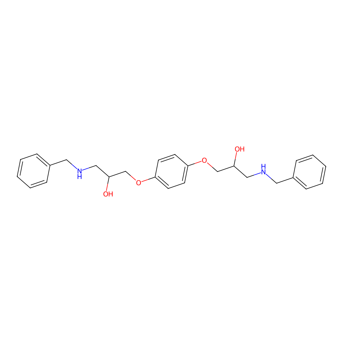 1-Benzylamino-3-[4-(3-benzylamino-2-hydroxy-propoxy)-phenoxy]-propan-2-ol molecular structure, CAS 332150-46-6