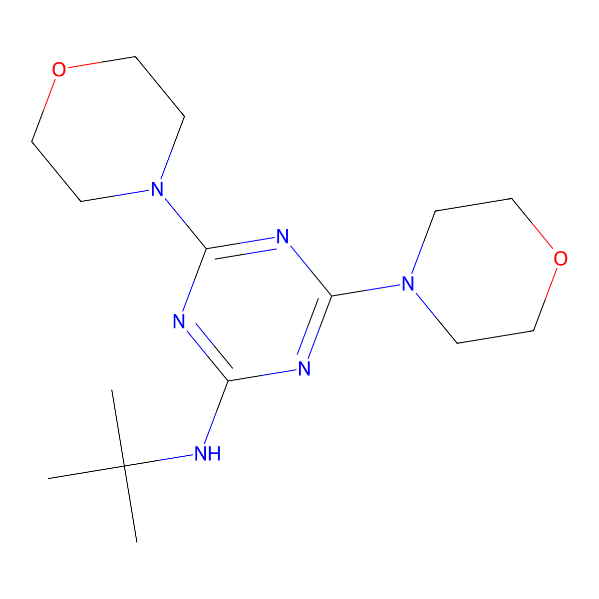 N-tert-butyl-4,6-dimorpholin-4-yl-1,3,5-triazin-2-amine molecular structure, CAS 332150-66-0