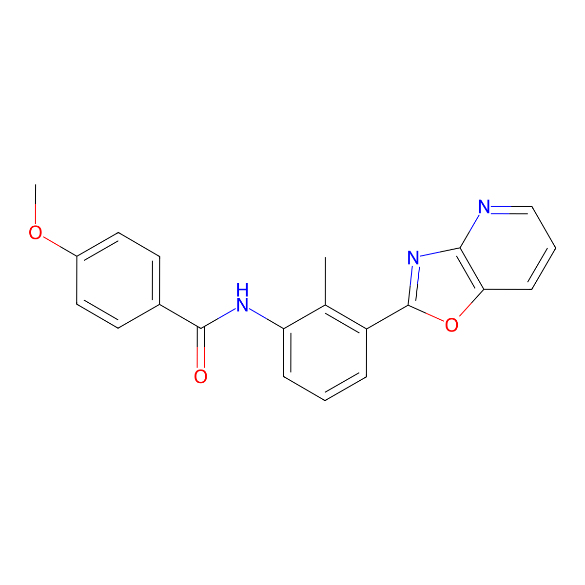 4-methoxy-N-[2-methyl-3-([1,3]oxazolo[4,5-b]pyridin-2-yl)phenyl]benzamide molecular structure, CAS 332151-18-5
