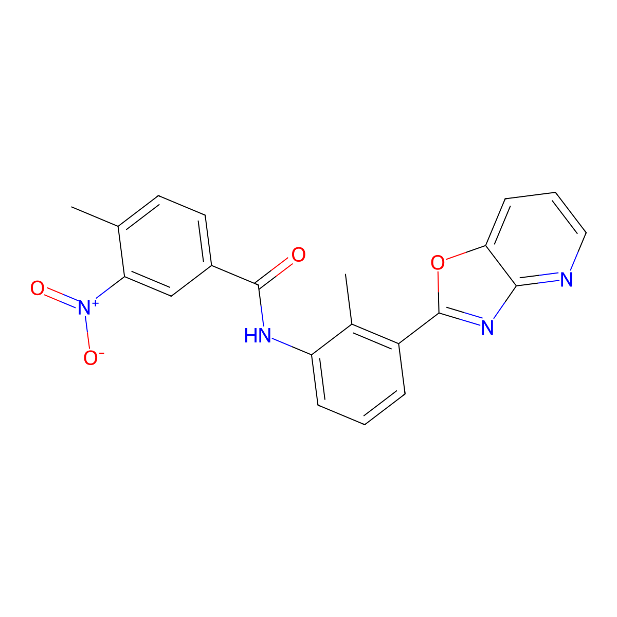 4-methyl-N-[2-methyl-3-([1,3]oxazolo[4,5-b]pyridin-2-yl)phenyl]-3-nitrobenzamide molecular structure, CAS 332151-20-9