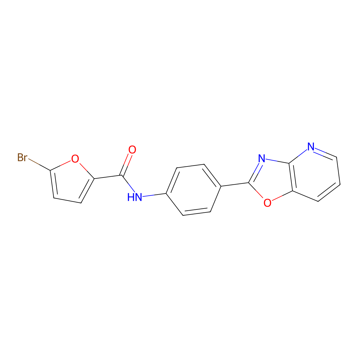 5-bromo-N-(4-[1,3]oxazolo[4,5-b]pyridin-2-ylphenyl)-2-furamide molecular structure, CAS 332151-32-3