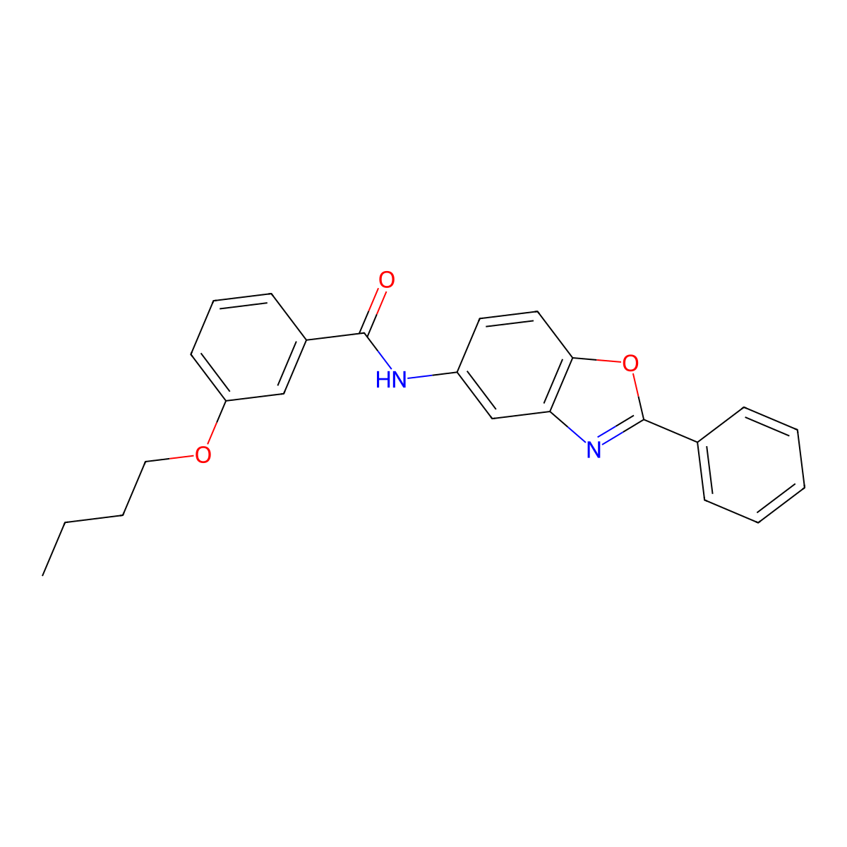 3-butoxy-N-(2-phenyl-1,3-benzoxazol-5-yl)benzamide molecular structure, CAS 332151-40-3