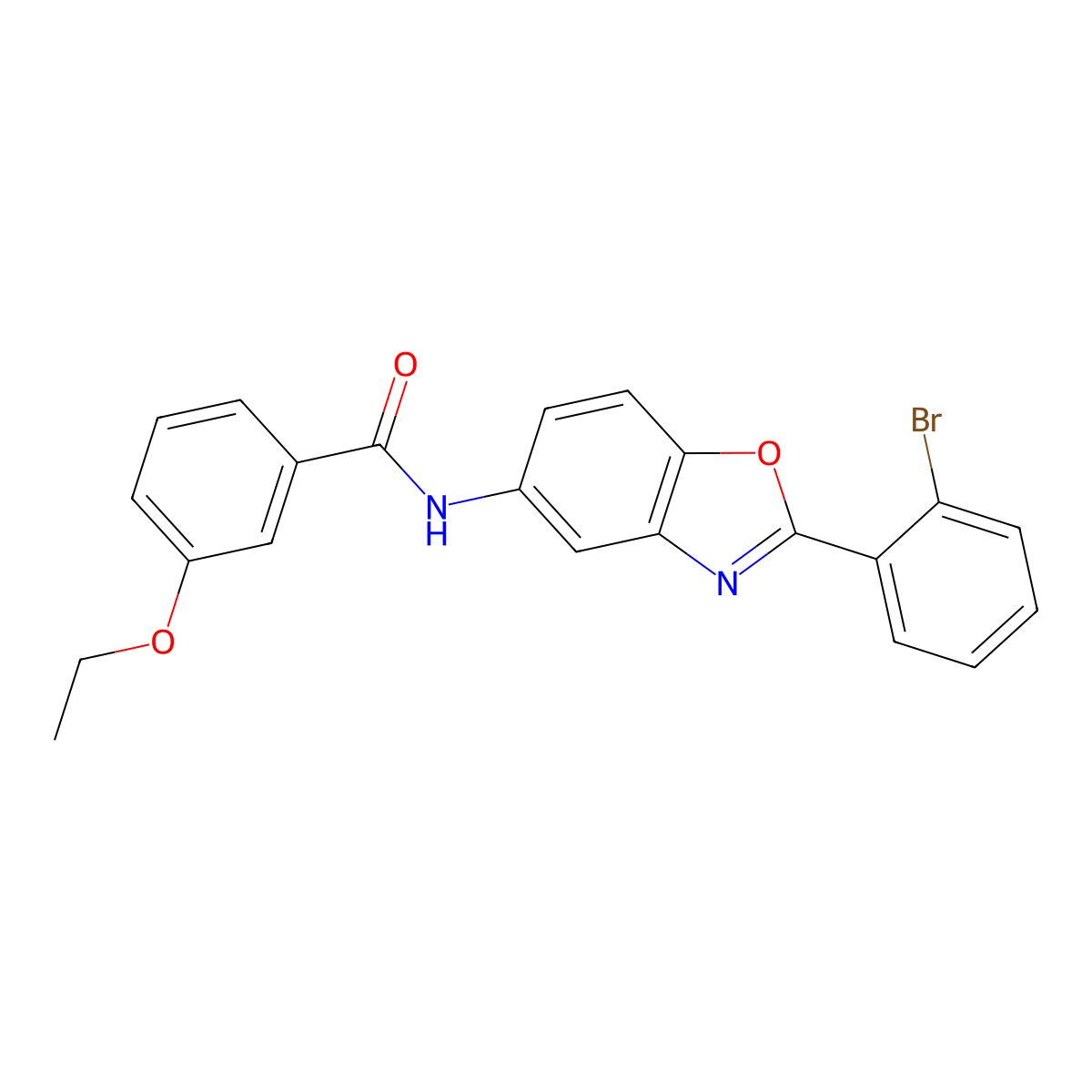 N-[2-(2-bromophenyl)-1,3-benzoxazol-5-yl]-3-ethoxybenzamide molecular structure, CAS 332151-43-6
