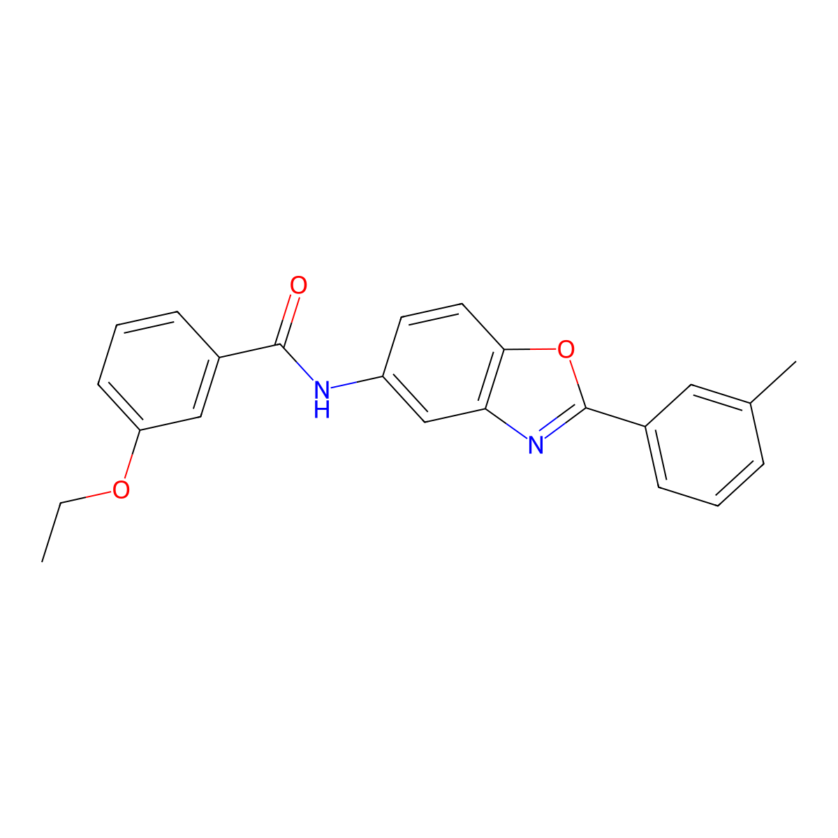 3-ethoxy-N-[2-(3-methylphenyl)-1,3-benzoxazol-5-yl]benzamide molecular structure, CAS 332151-54-9