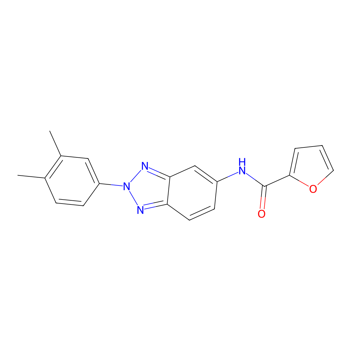 N-[2-(3,4-dimethylphenyl)benzotriazol-5-yl]furan-2-carboxamide molecular structure, CAS 332152-44-0