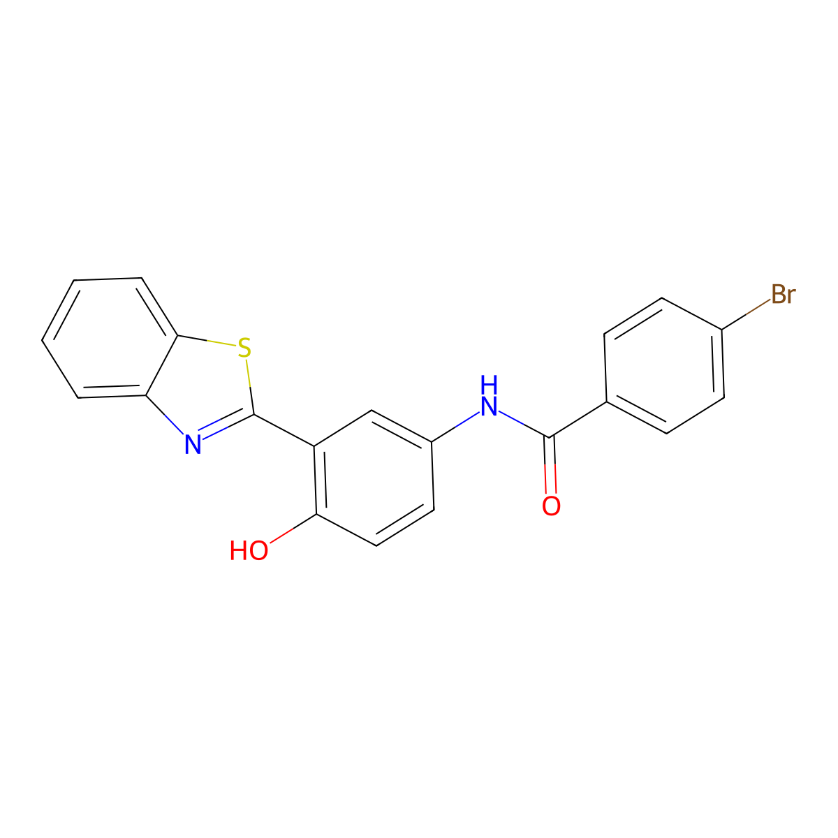 N-(3-(benzo[d]thiazol-2-yl)-4-hydroxyphenyl)-4-bromobenzamide molecular structure, CAS 332152-65-5