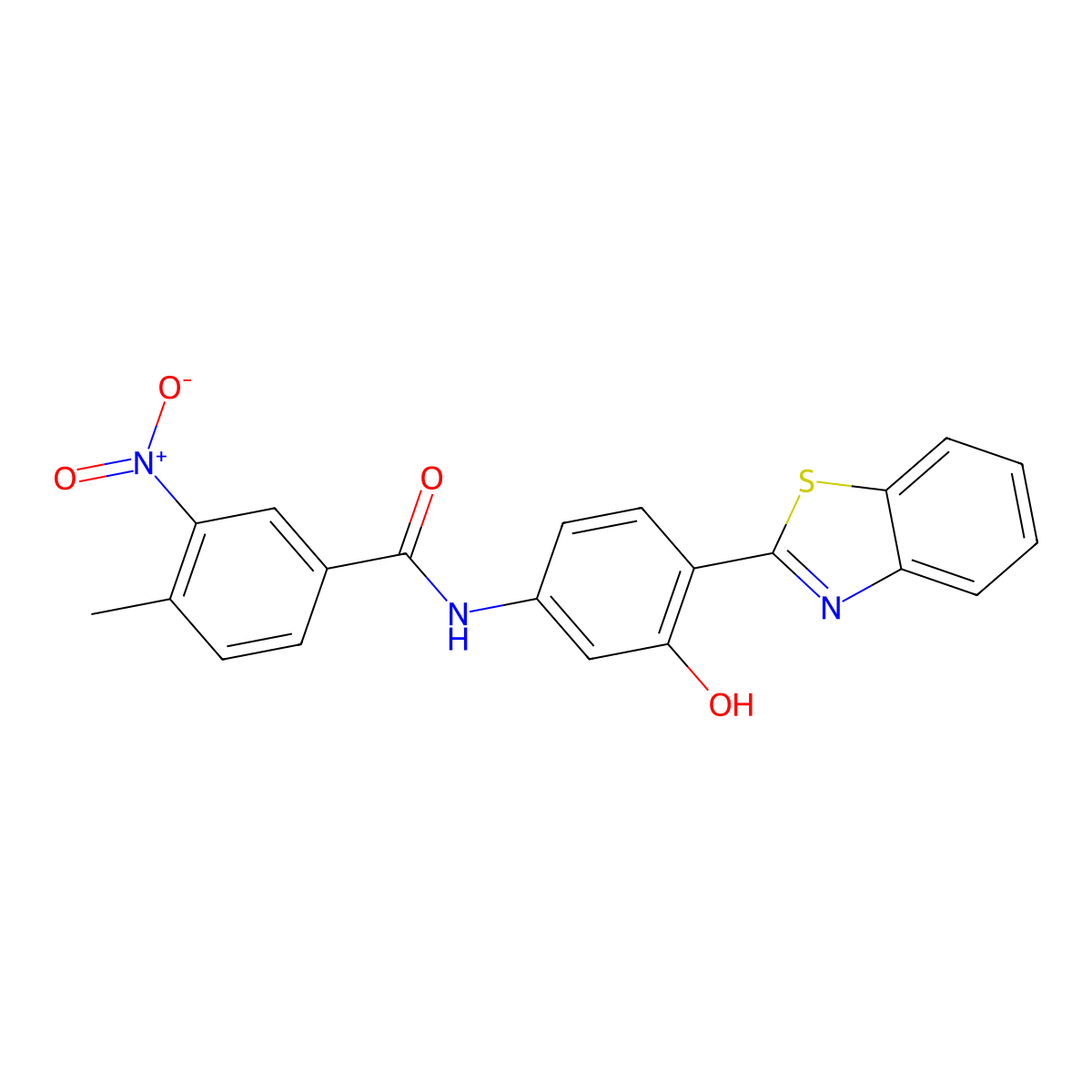 N-[4-(1,3-benzothiazol-2-yl)-3-hydroxyphenyl]-4-methyl-3-nitrobenzamide molecular structure, CAS 332152-82-6