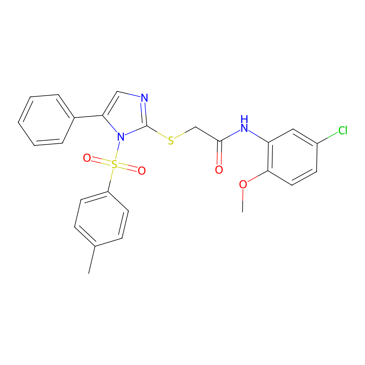 N-(5-Chloro-2-methoxyphenyl)-2-((5-phenyl-1-tosyl-1H-imidazol-2-yl)thio)acetamide molecular structure, CAS 332155-89-2