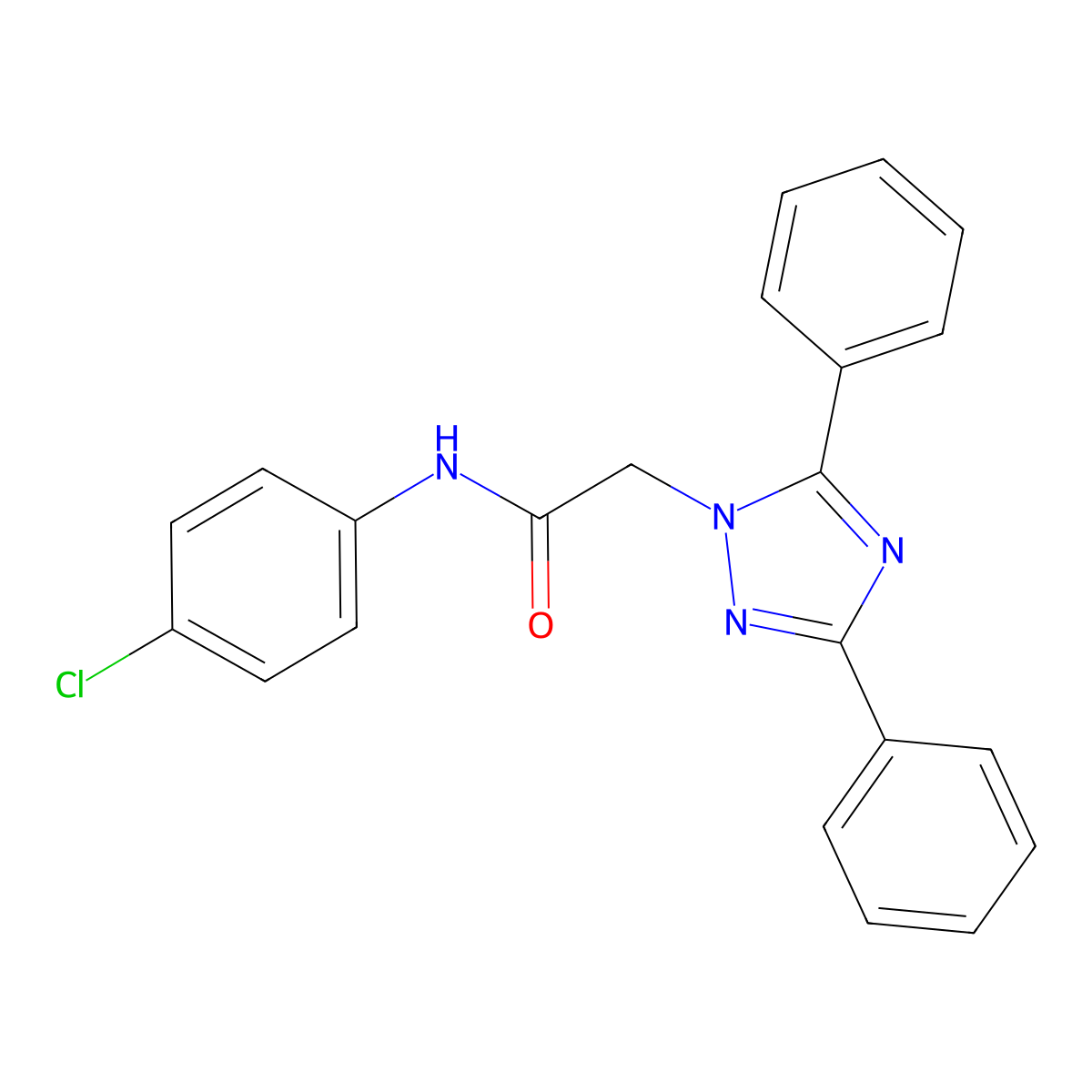 N-(4-Chlorophenyl)-2-(3,5-diphenyl-1H-1,2,4-triazol-1-yl)acetamide molecular structure, CAS 332156-11-3