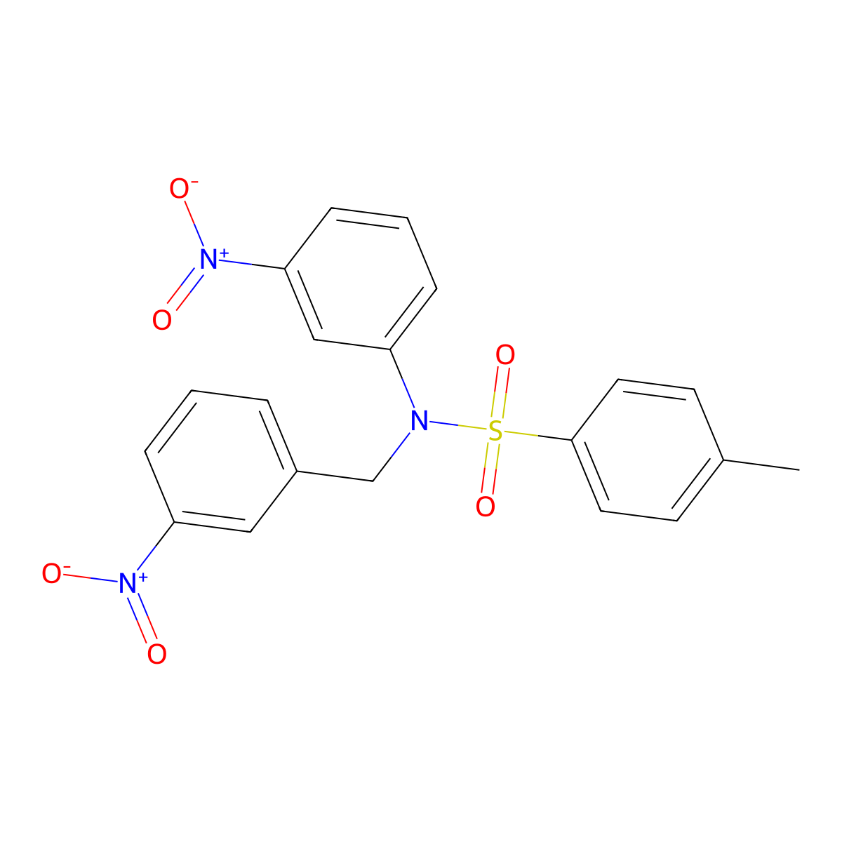 4-Methyl-N-(3-nitro-benzyl)-N-(3-nitro-phenyl)-benzenesulfonamide molecular structure, CAS 332156-13-5