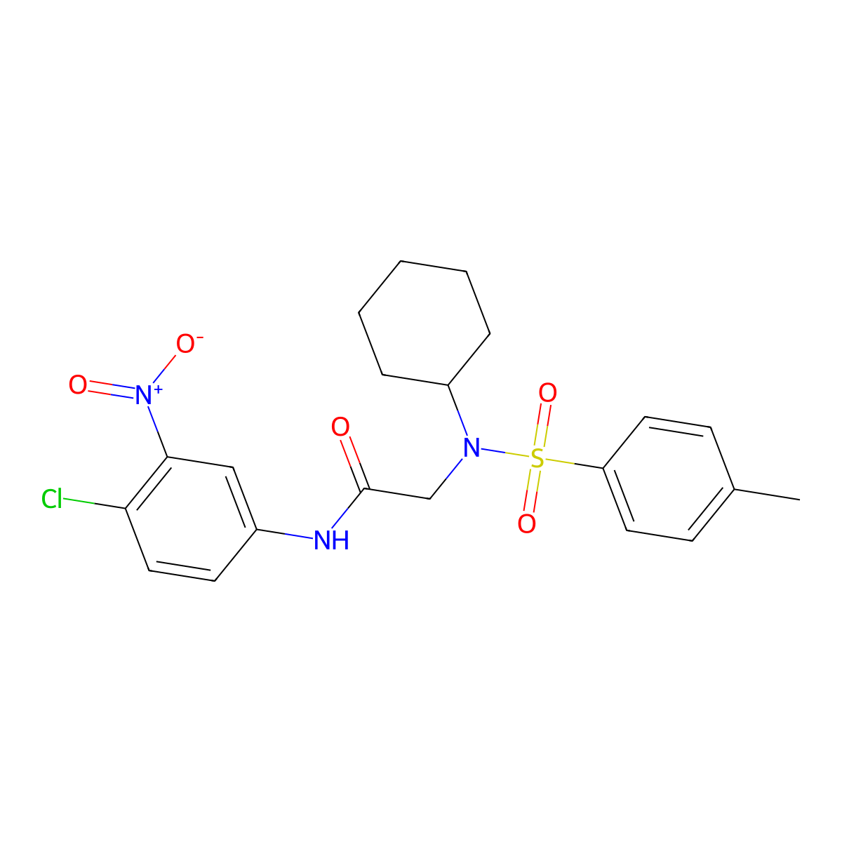 N-(4-Chloro-3-nitro-phenyl)-2-[cyclohexyl-(toluene-4-sulfonyl)-amino]-acetamide molecular structure, CAS 332156-20-4