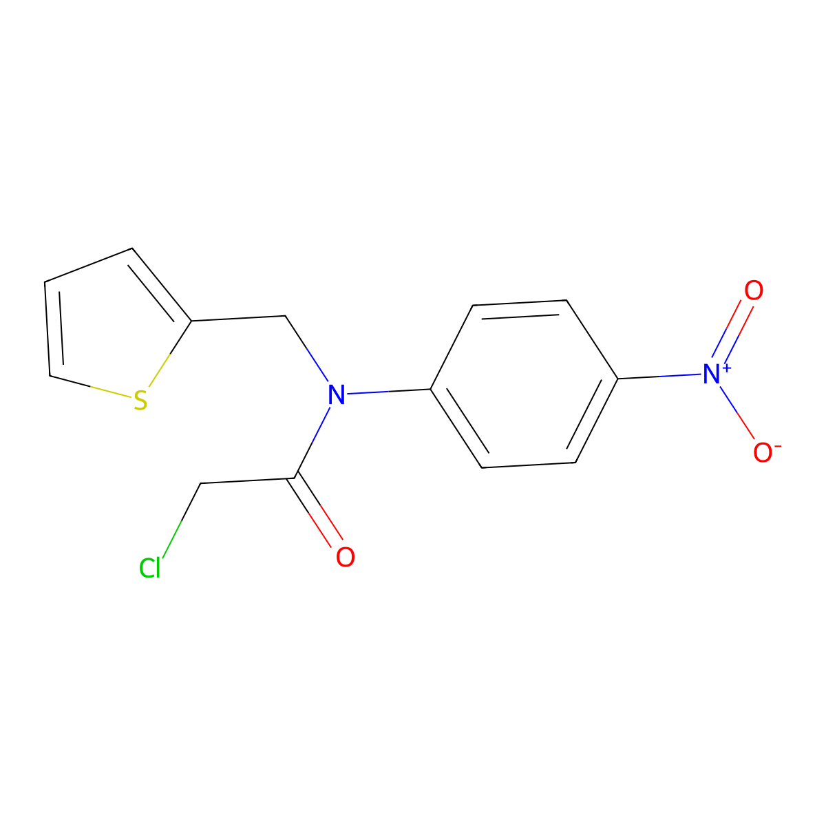 2-chloro-N-(4-nitrophenyl)-N-[(thiophen-2-yl)methyl]acetamide molecular structure, CAS 332156-25-9