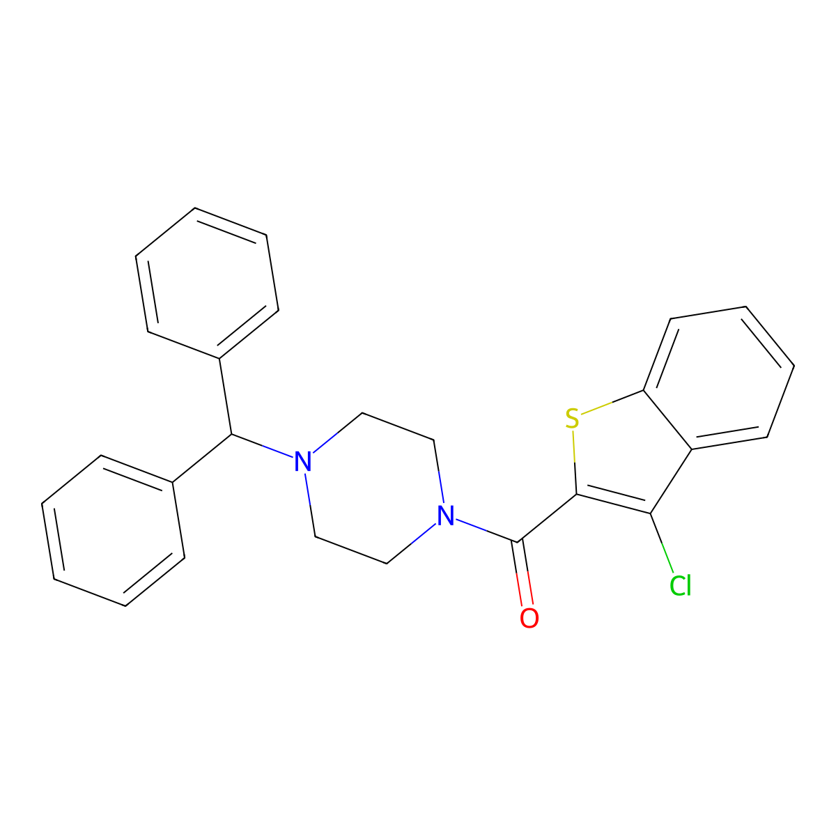 (4-Benzhydryl-piperazin-1-yl)-(3-chloro-benzo[b]thiophen-2-yl)-methanone molecular structure, CAS 332156-28-2