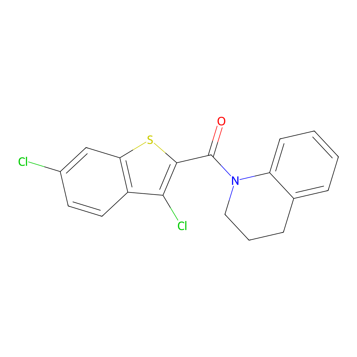 (3,6-Dichlorobenzo[b]thiophen-2-yl)(3,4-dihydroquinolin-1(2H)-yl)methanone molecular structure, CAS 332156-29-3