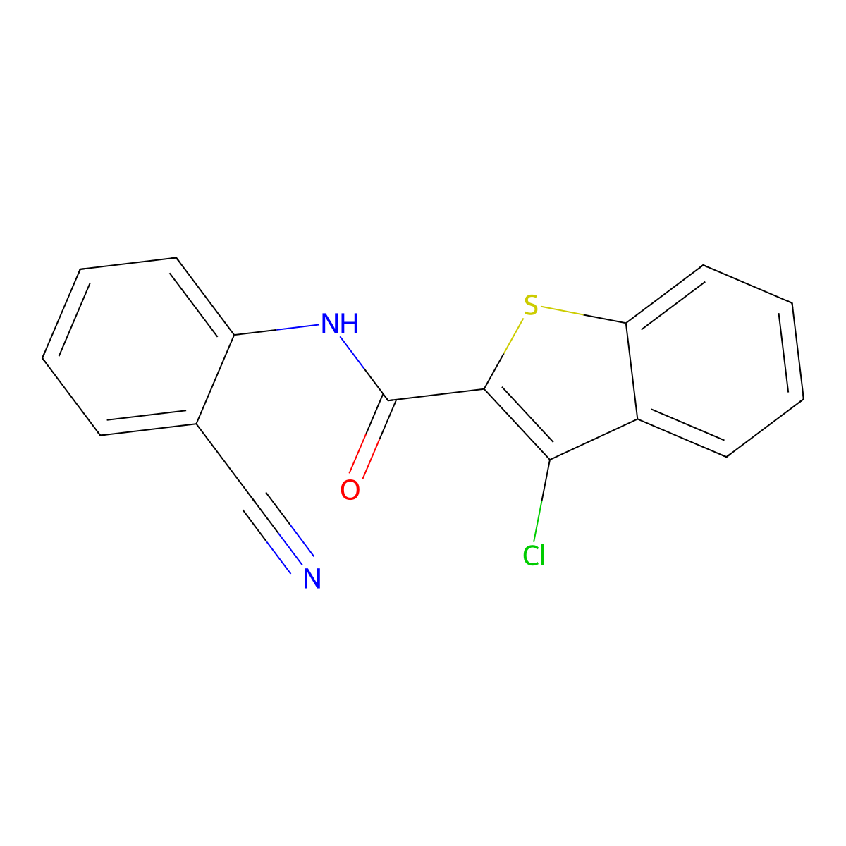 3-Chloro-N-(2-cyanophenyl)benzo[b]thiophene-2-carboxamide molecular structure, CAS 332156-37-3