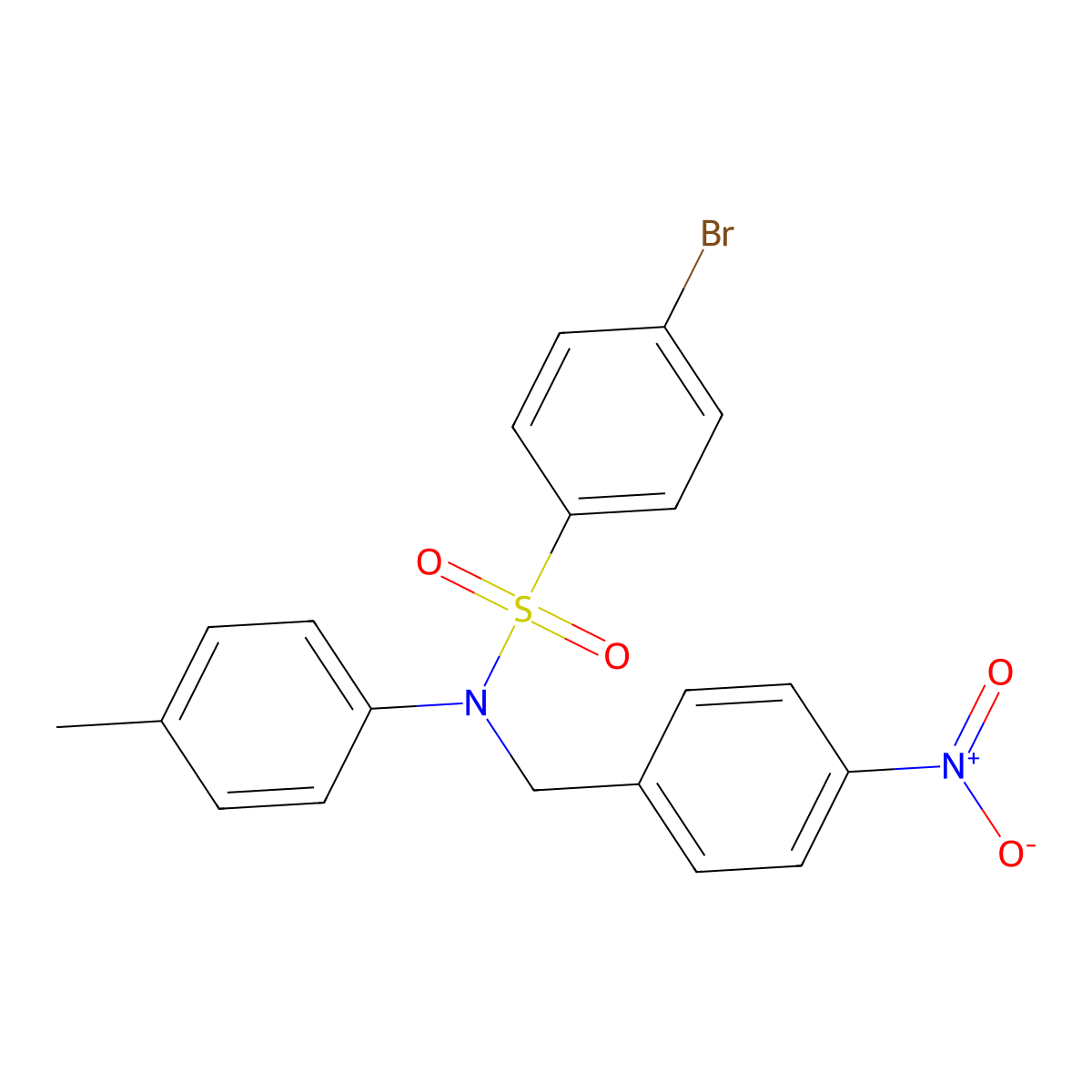 4-Bromo-N-(4-nitrobenzyl)-N-(p-tolyl)benzenesulfonamide molecular structure, CAS 332156-42-0