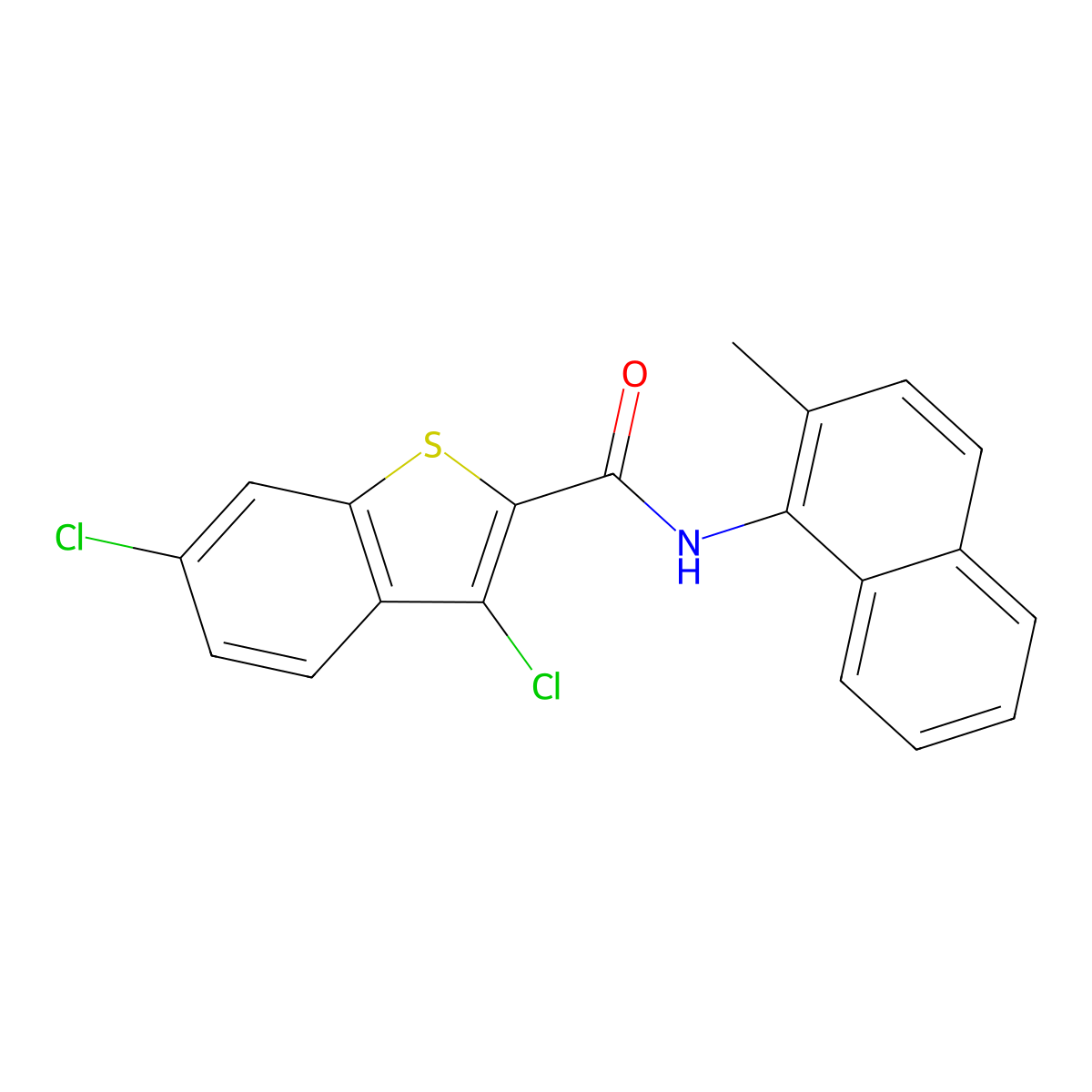 3,6-Dichloro-N-(2-methylnaphthalen-1-yl)benzo[b]thiophene-2-carboxamide molecular structure, CAS 332156-46-4