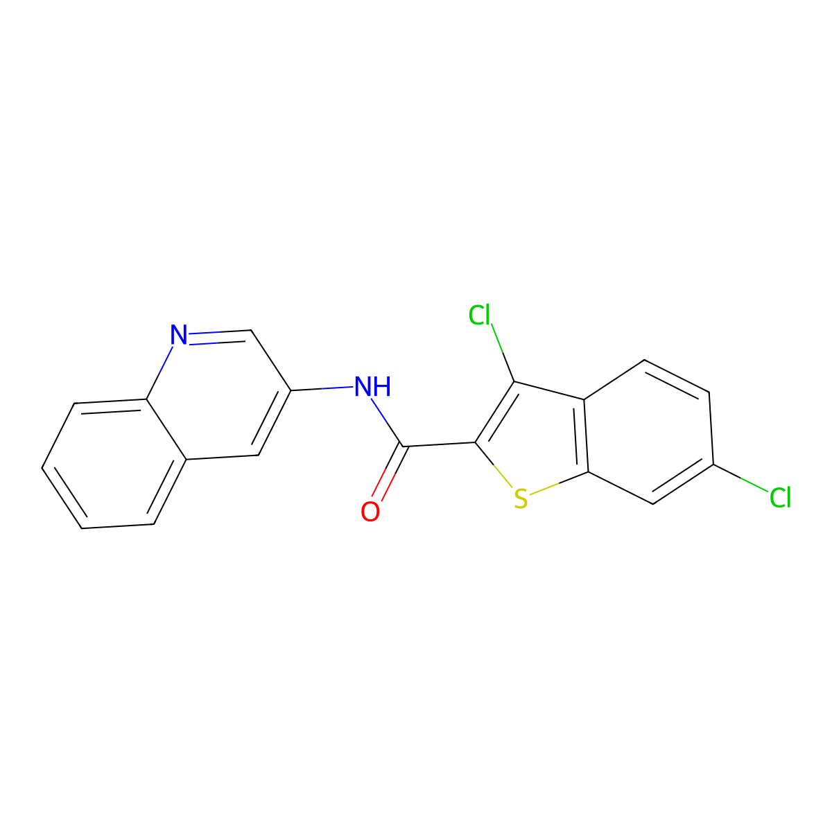 3,6-Dichloro-N-(quinolin-3-yl)benzo[b]thiophene-2-carboxamide molecular structure, CAS 332156-47-5