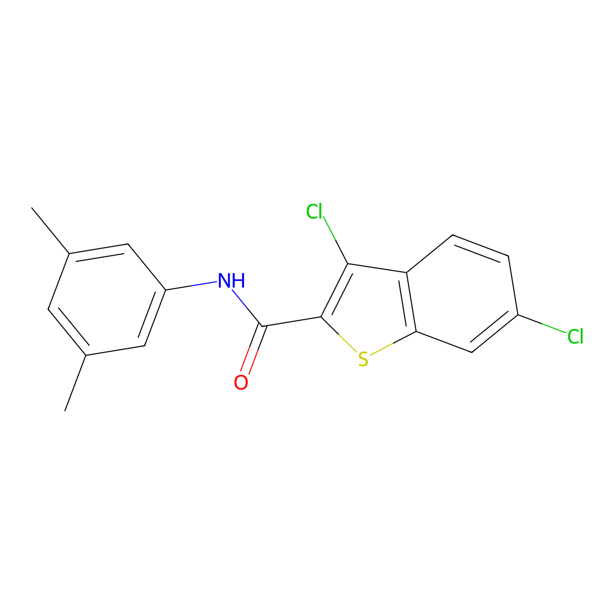 3,6-Dichloro-N-(3,5-dimethylphenyl)benzo[b]thiophene-2-carboxamide molecular structure, CAS 332156-51-1