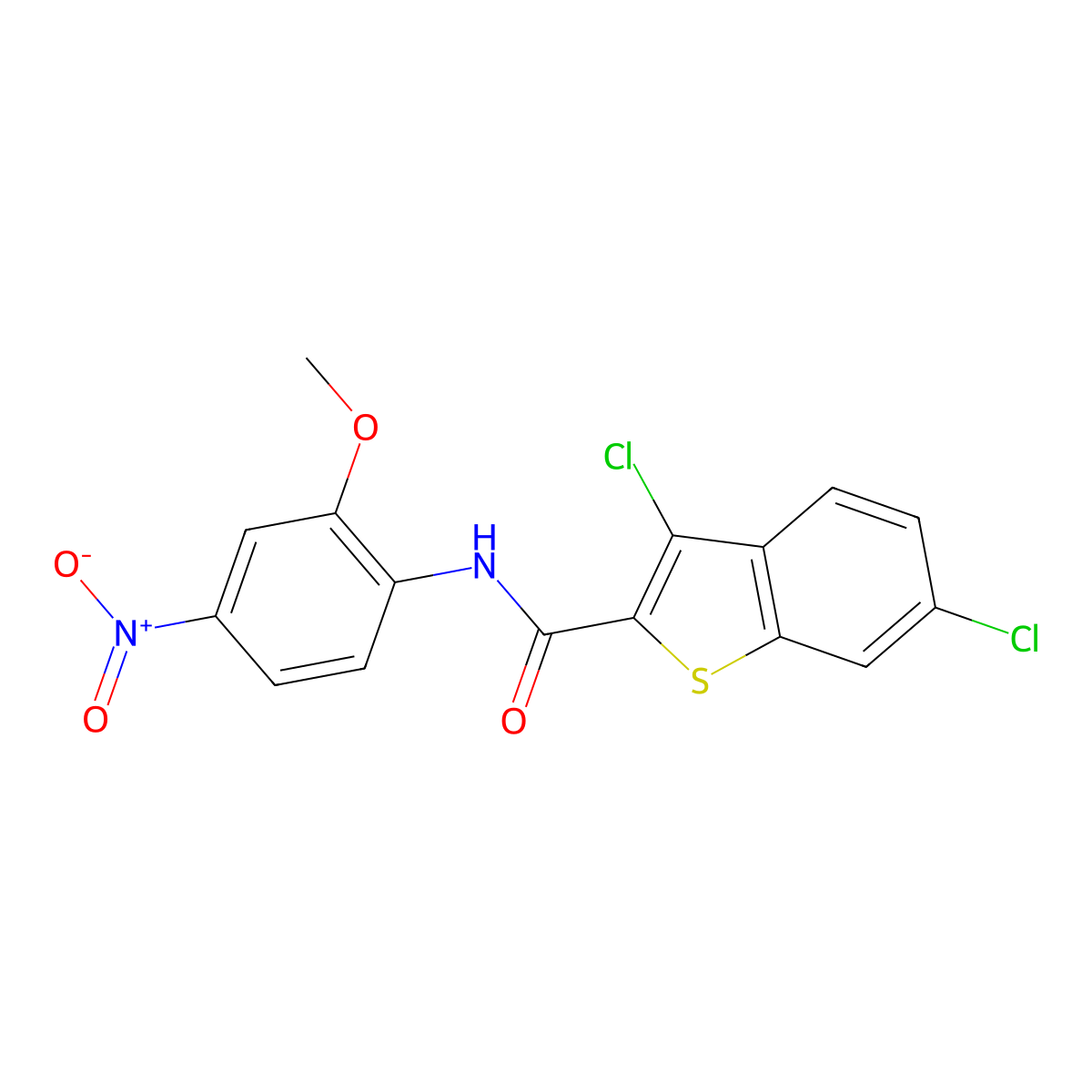 3,6-dichloro-N-(2-methoxy-4-nitrophenyl)-1-benzothiophene-2-carboxamide molecular structure, CAS 332156-62-4