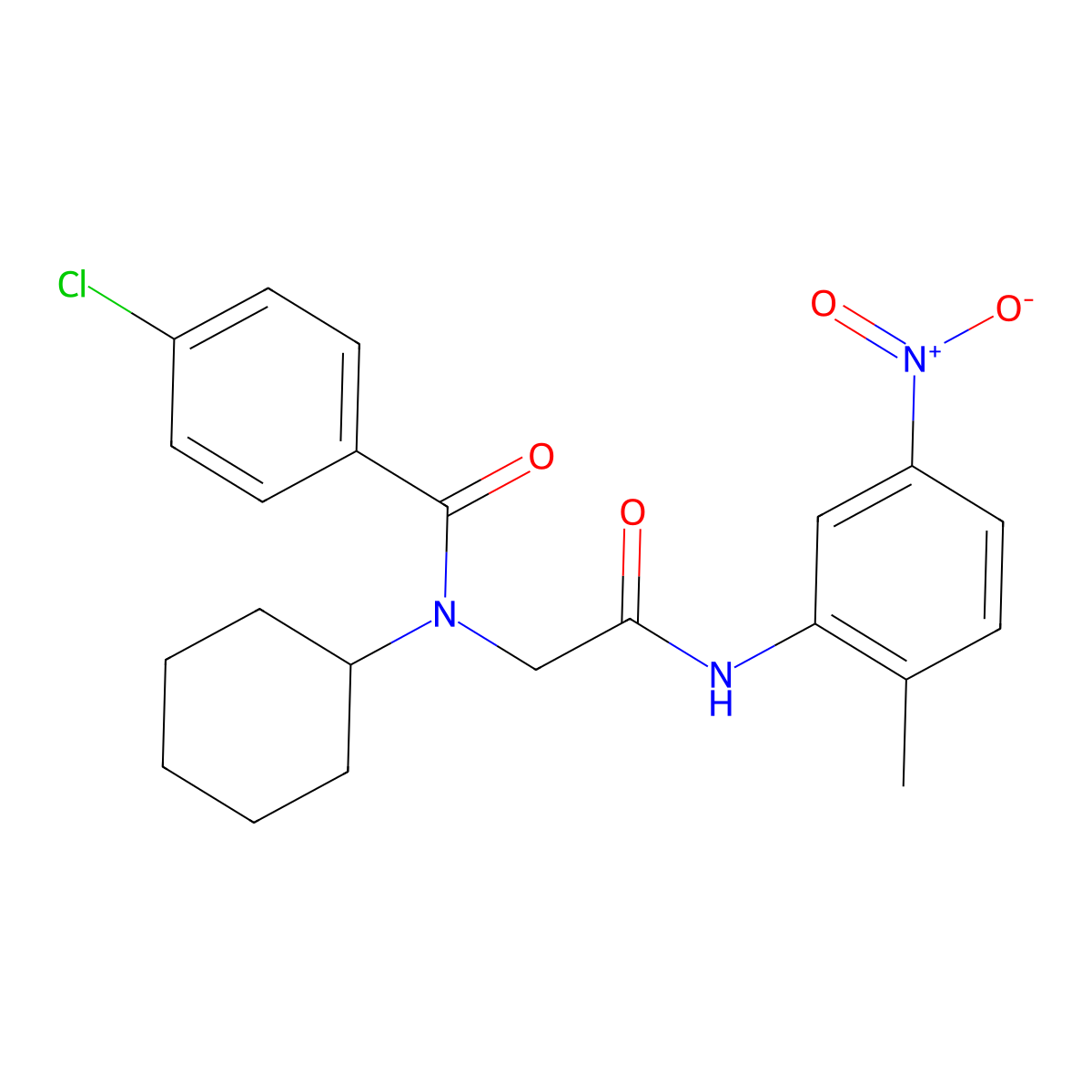 4-Chloro-N-cyclohexyl-N-[(2-methyl-5-nitro-phenylcarbamoyl)-methyl]-benzamide molecular structure, CAS 332156-68-0