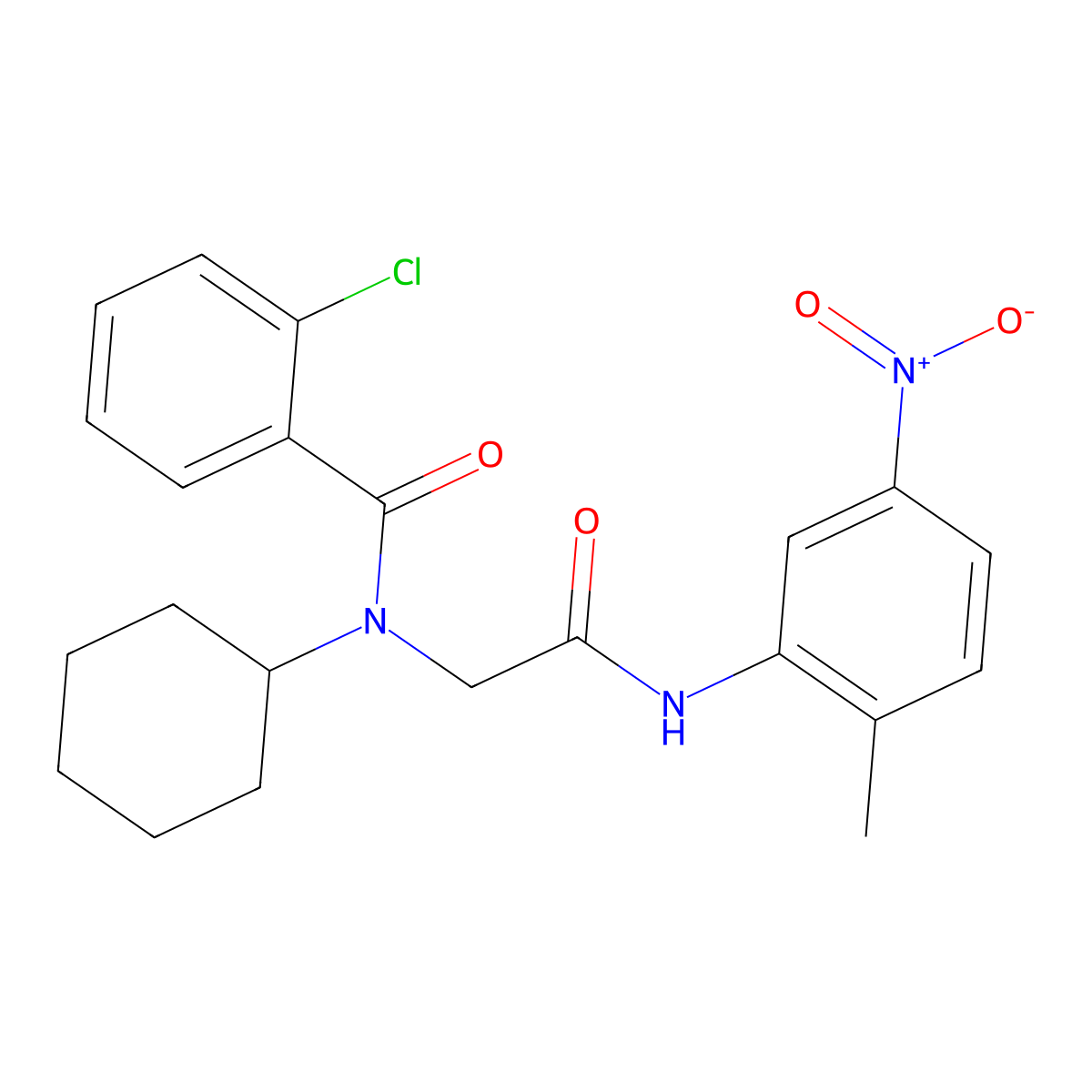 2-Chloro-N-cyclohexyl-N-[(2-methyl-5-nitro-phenylcarbamoyl)-methyl]-benzamide molecular structure, CAS 332156-69-1
