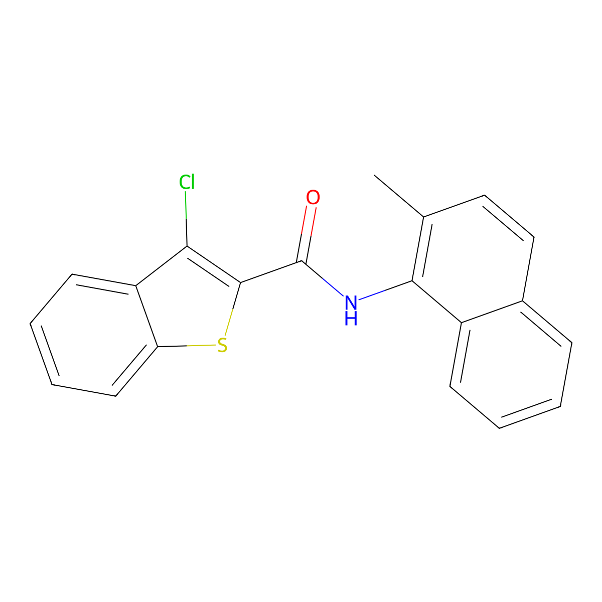 3-Chloro-N-(2-methylnaphthalen-1-yl)benzo[b]thiophene-2-carboxamide molecular structure, CAS 332156-75-9