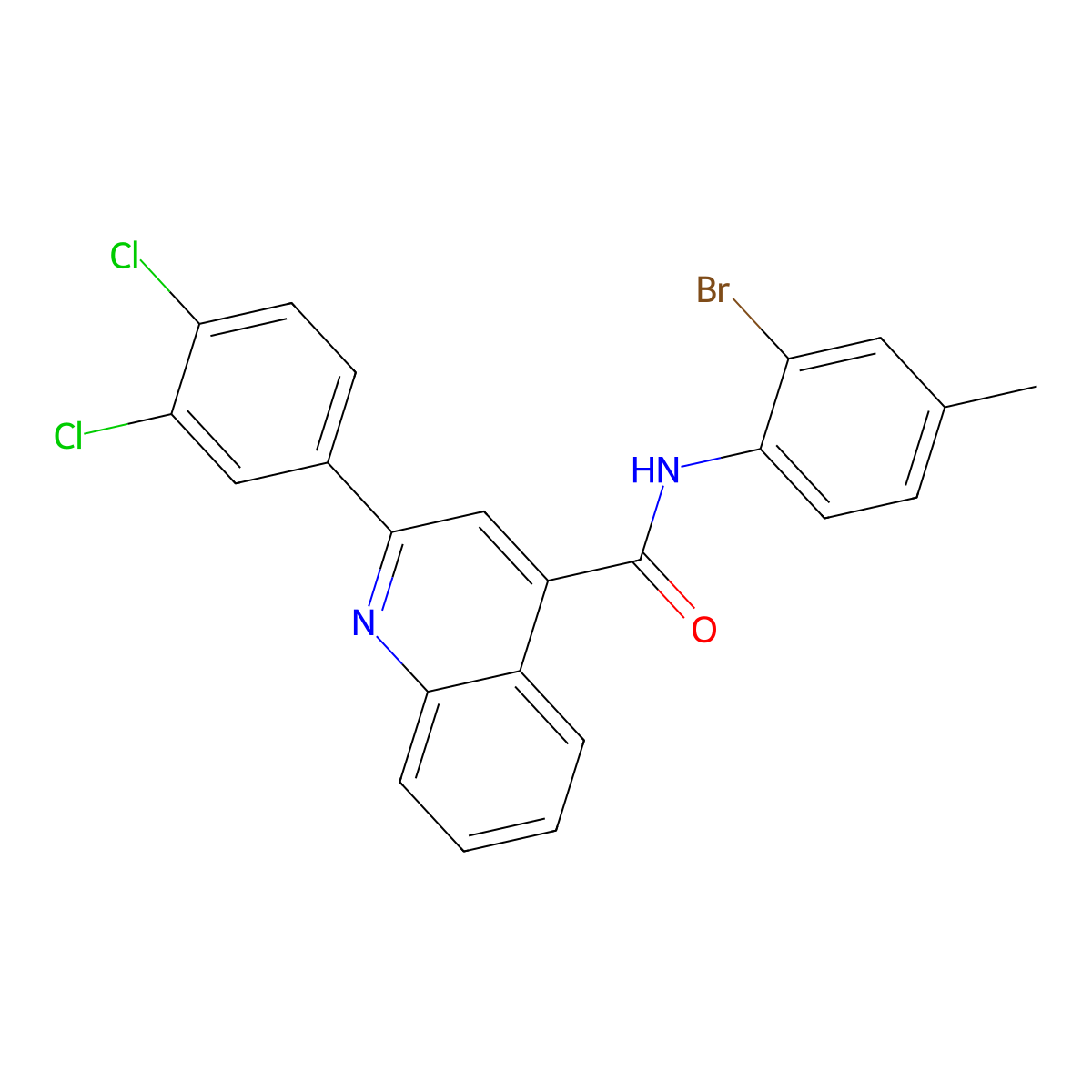 N-(2-bromo-4-methylphenyl)-2-(3,4-dichlorophenyl)quinoline-4-carboxamide molecular structure, CAS 332156-79-3
