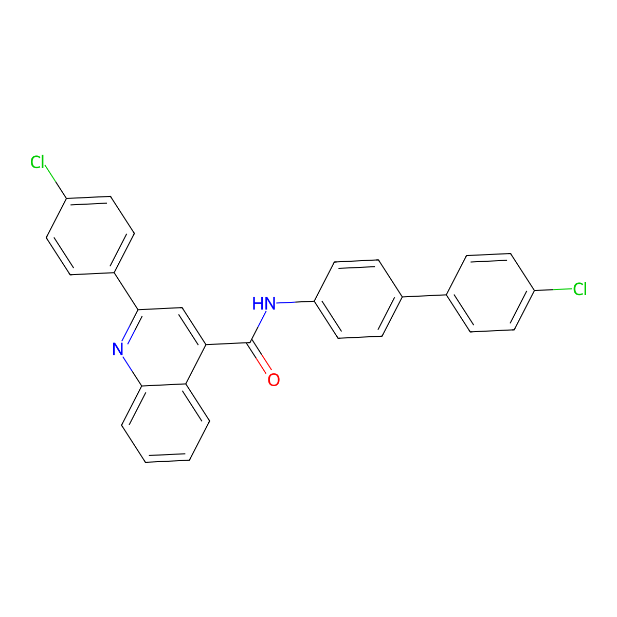 N-(4'-Chloro-[1,1'-biphenyl]-4-yl)-2-(4-chlorophenyl)quinoline-4-carboxamide molecular structure, CAS 332157-22-9