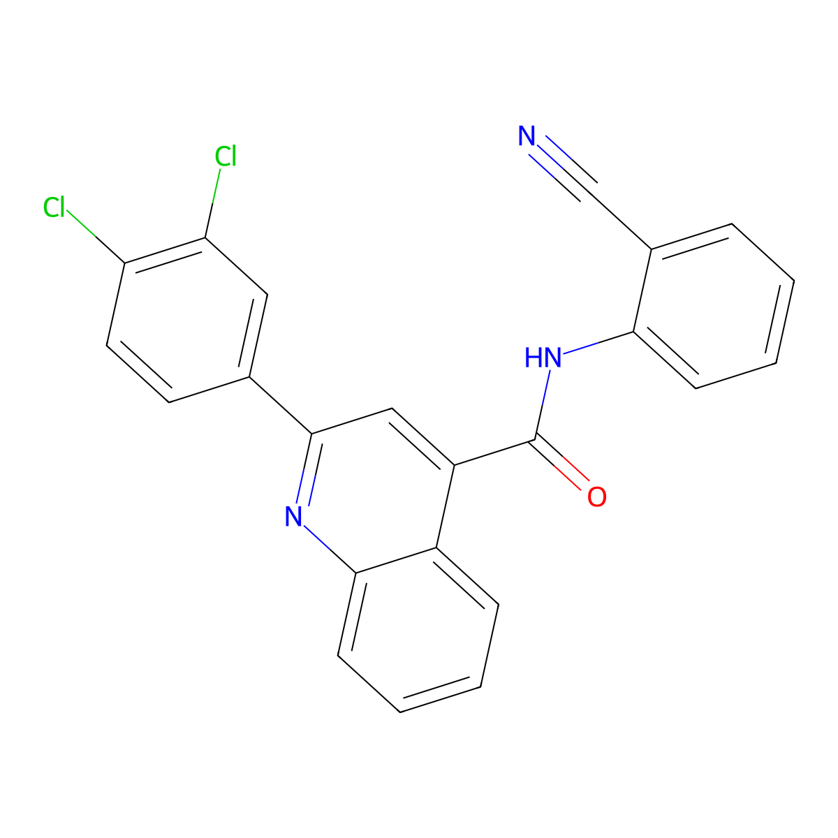 N-(2-cyanophenyl)-2-(3,4-dichlorophenyl)quinoline-4-carboxamide molecular structure, CAS 332157-26-3