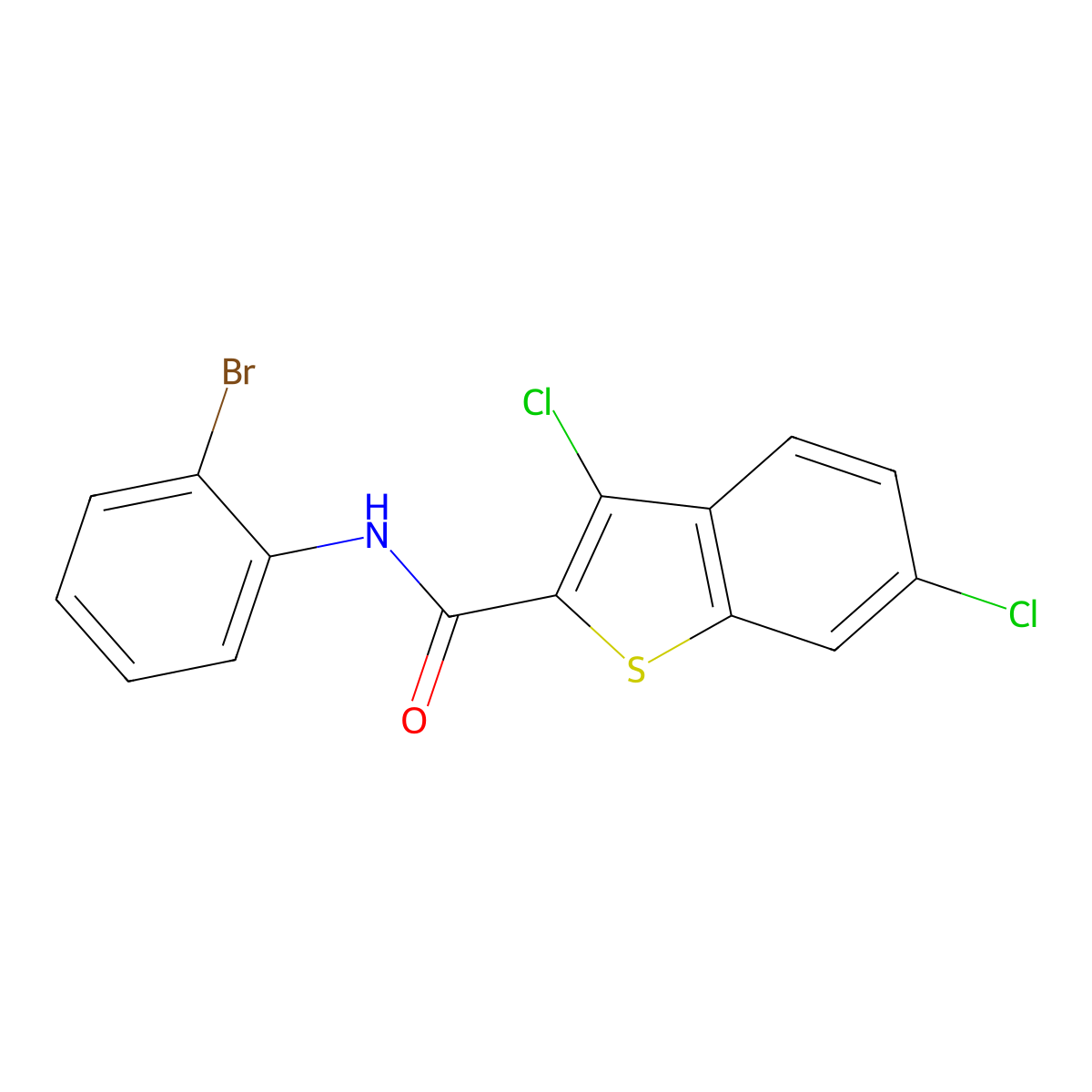 N-(2-Bromophenyl)-3,6-dichlorobenzo[b]thiophene-2-carboxamide molecular structure, CAS 332157-29-6