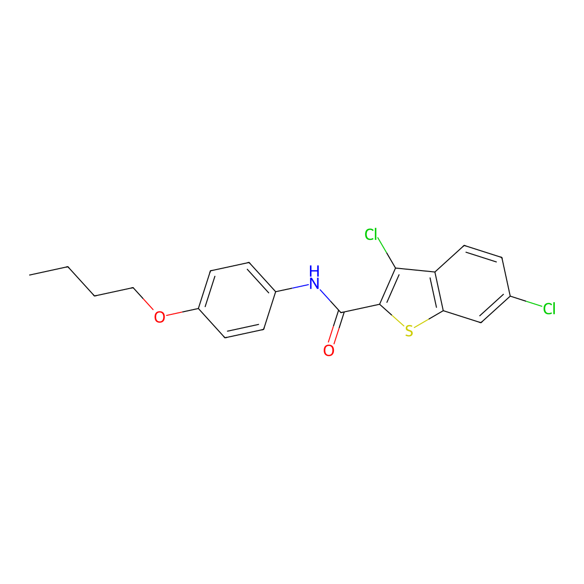 N-(4-Butoxyphenyl)-3,6-dichlorobenzo[b]thiophene-2-carboxamide molecular structure, CAS 332157-31-0