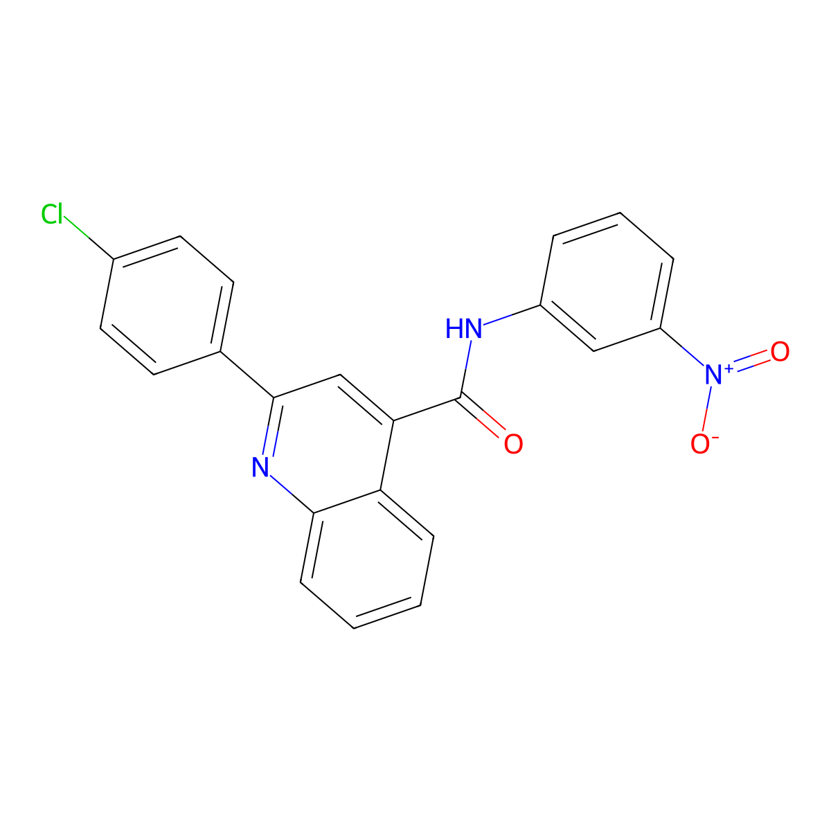 2-(4-chlorophenyl)-N-(3-nitrophenyl)quinoline-4-carboxamide molecular structure, CAS 332157-42-3