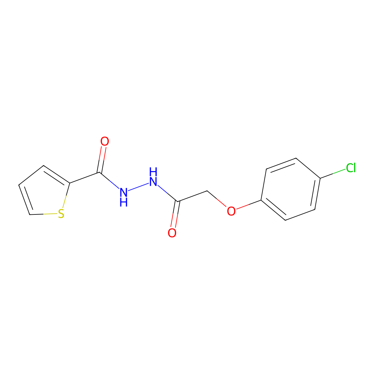 N'-(2-(4-Chlorophenoxy)acetyl)thiophene-2-carbohydrazide molecular structure, CAS 332157-66-1