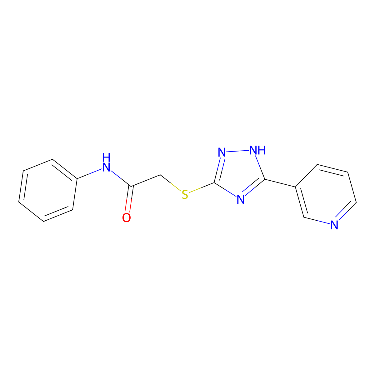N-Phenyl-2-((3-(pyridin-3-yl)-1H-1,2,4-triazol-5-yl)thio)acetamide molecular structure, CAS 332157-94-5