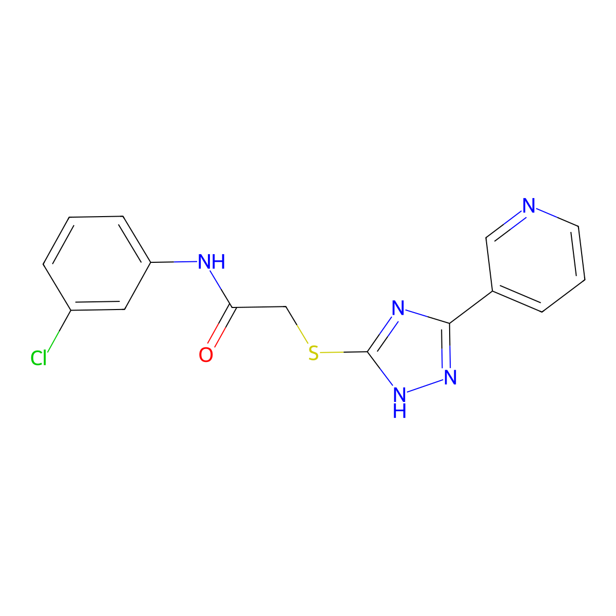 N-(3-Chlorophenyl)-2-((3-(pyridin-3-yl)-1H-1,2,4-triazol-5-yl)thio)acetamide molecular structure, CAS 332157-99-0