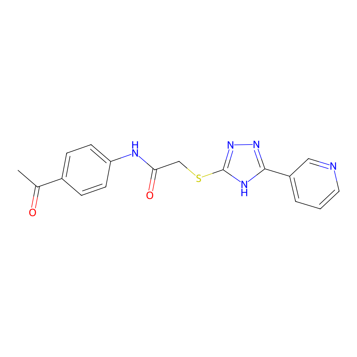 N-(4-Acetylphenyl)-2-((3-(pyridin-3-yl)-1H-1,2,4-triazol-5-yl)thio)acetamide molecular structure, CAS 332158-01-7