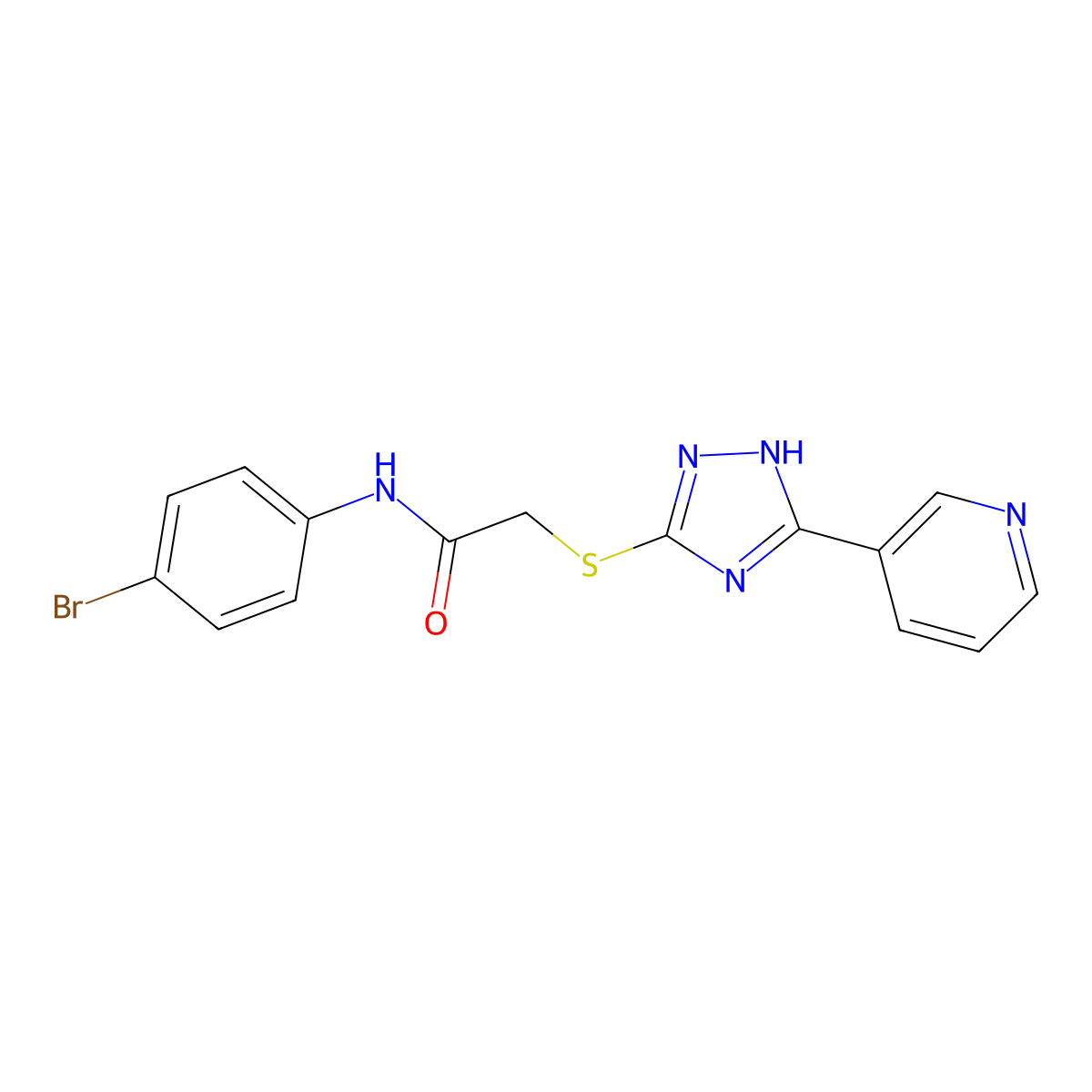 N-(4-Bromophenyl)-2-((3-(pyridin-3-yl)-1H-1,2,4-triazol-5-yl)thio)acetamide molecular structure, CAS 332158-04-0